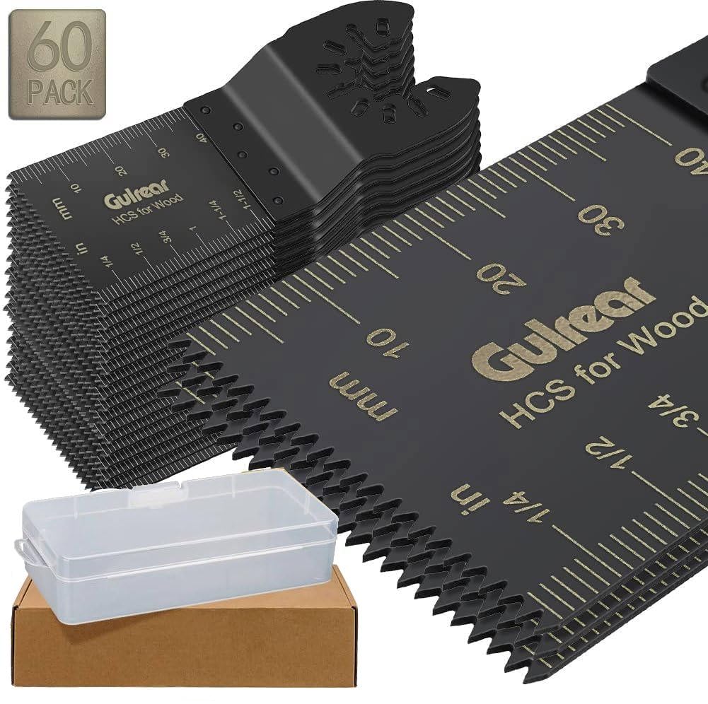 60-Piece Universal Oscillating Tool Blades Set - Compatible with Dewalt, Fein & More - Multi-Tool Saw Blades for Wood, Metal & Plastic Cutting - Perfect for Woodworking, DIY Projects & Home Renovation - Ideal for Cutting, Sanding & Grinding Tasks