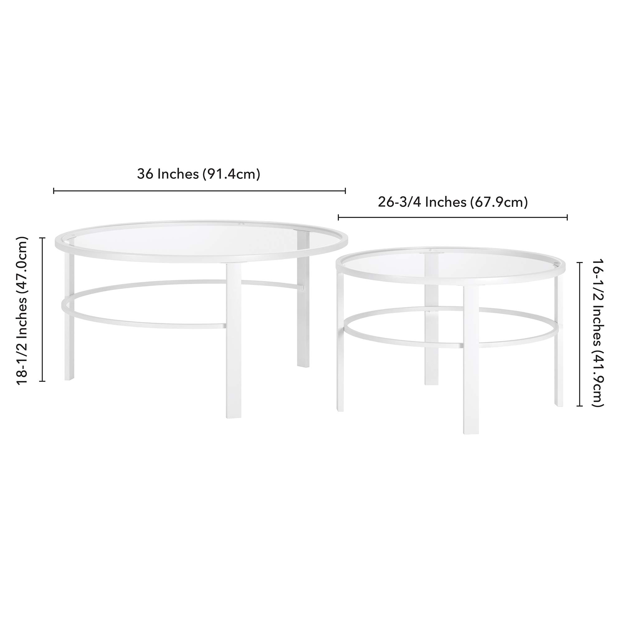 Henn&Hart White Round Nested Coffee Table - 36