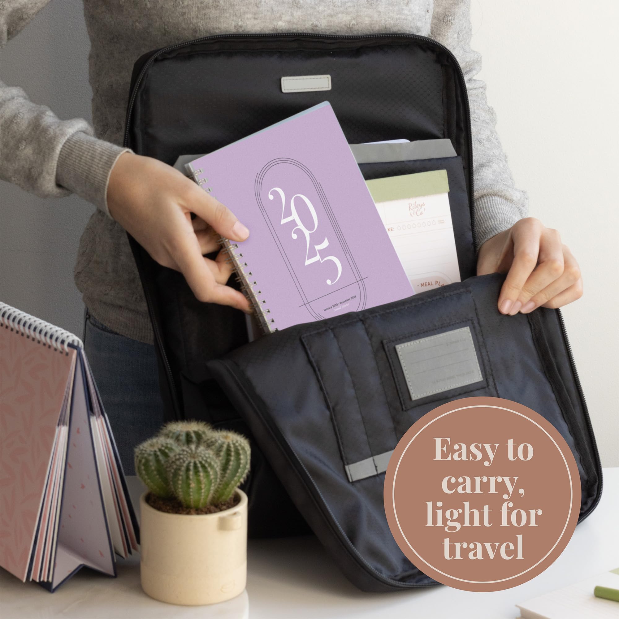 Rileys 2025 Weekly Planner - 2025 Monthly & Weekly Calendar Organizer with Flexible Cover, Notes Pages, Twin-Wire Binding (8 x 6 Inches, Purple) - Perfect for Work, School, and Personal Scheduling