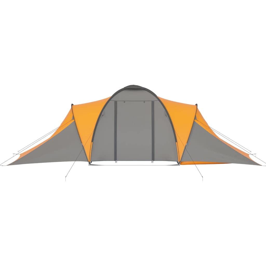 SKM 6-Person Camping Tent - Lightweight, Waterproof, Gray & Orange for Family Outdoor Adventures, Hiking, and Backpacking Trips
