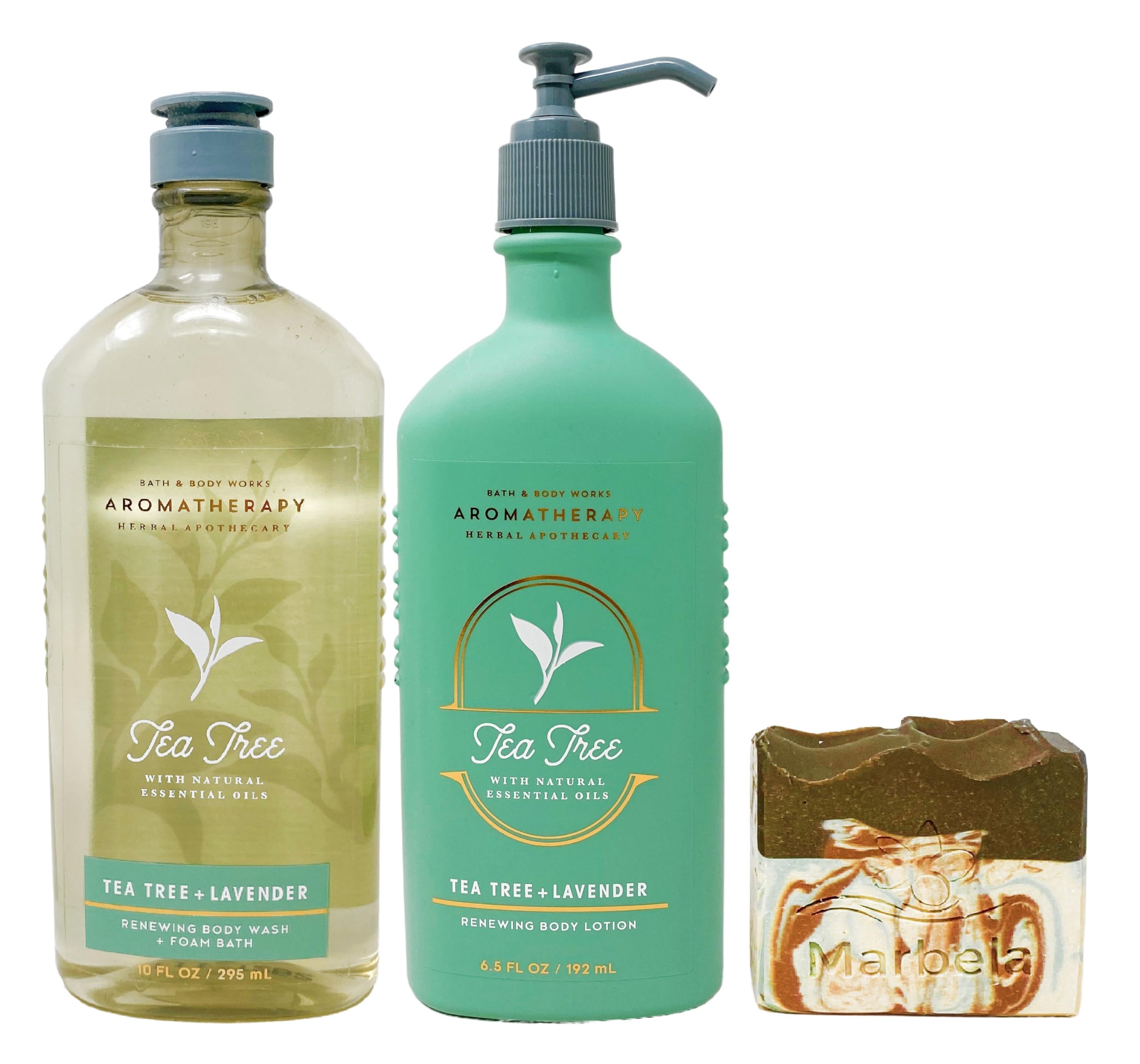 Bath & Body Works Tea Tree & Lavender Gift Set - Moisturizing Body Wash & Lotion with Cabin Spice Soap | Relaxing Aromatherapy for Spa, Self-Care & Gifts