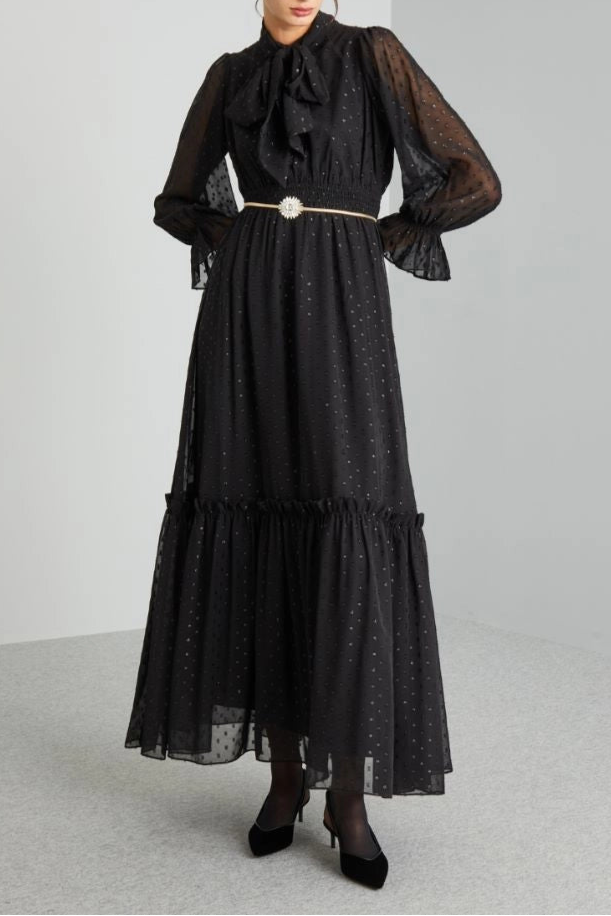 Elegant Embellished Foulard Dress for Women - Perfect for Parties, Weddings & Special Occasions