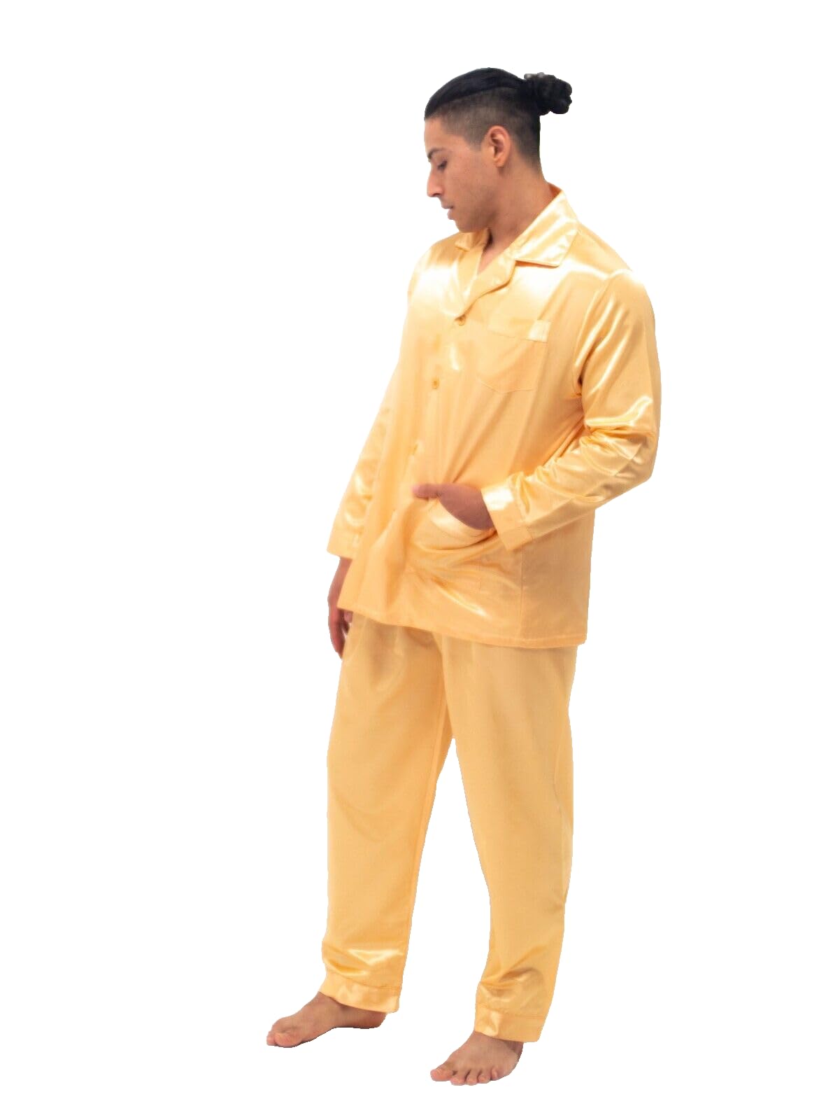 Men's Brushed Back Satin Pajama Set - Soft & Comfortable Sleepwear for Lounge & Nighttime Relaxation - Perfect for Home, Travel & Gift Giving