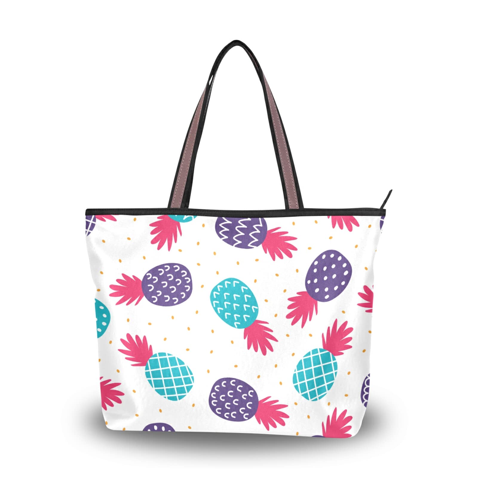 Stylish Blue and Purple Pineapple Tote Bag for Women - Reusable Shoulder Handbag, Beach Bag & Travel Tote - Perfect for Summer Outings, Shopping, and Vacation Essentials