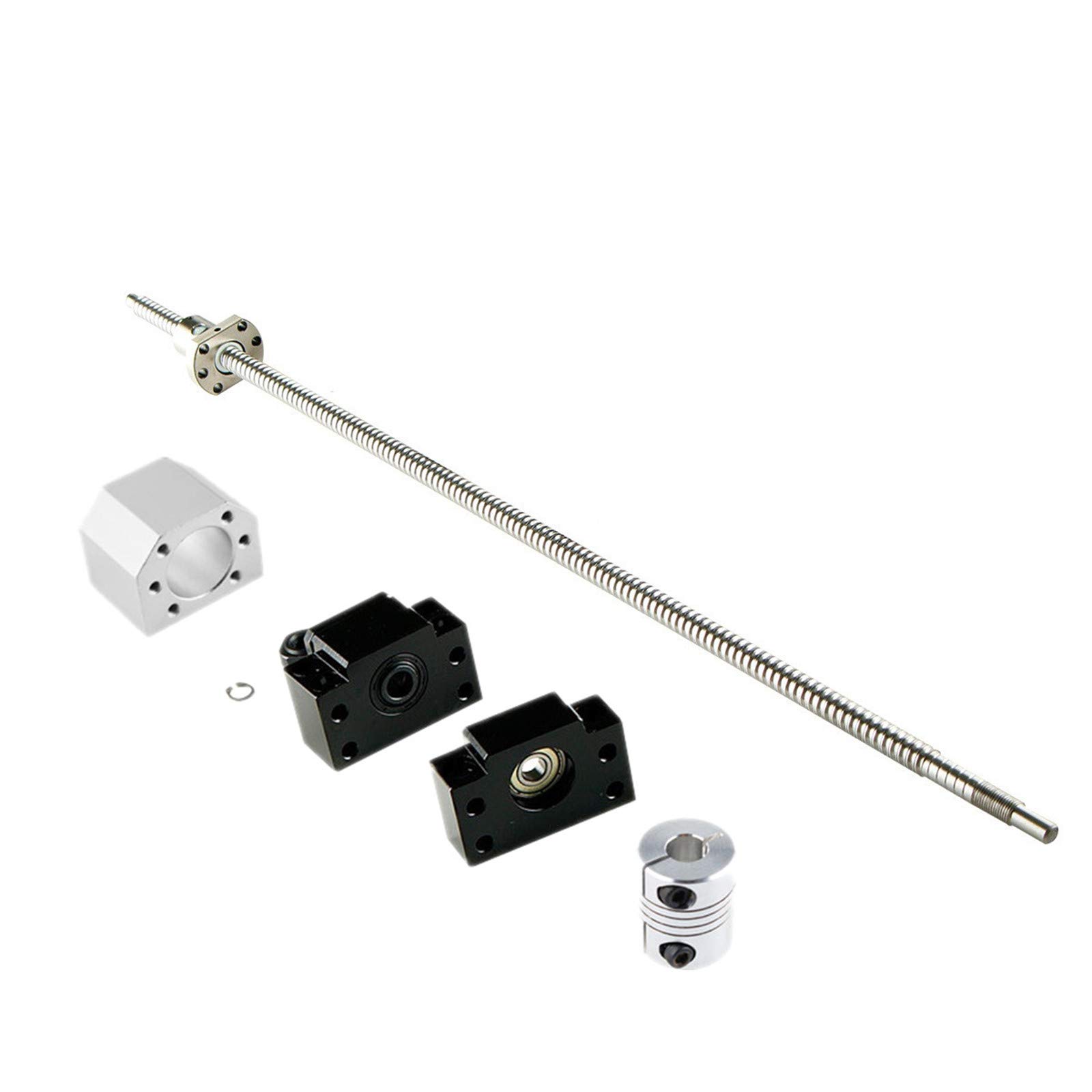 RM1605-400/1200/1200mm Ball Screw & SBR20 Linear Rail Kit with SBR20UU Block, Nut Housing, Coupling, BK/BF12 Support - High Precision Slide Rail Ballscrew Set for 3D Printers, CNC Machines, DIY Projects | Perfect for CNC Router Upgrades, 3D Printer Modifications, and Industrial Automation Systems