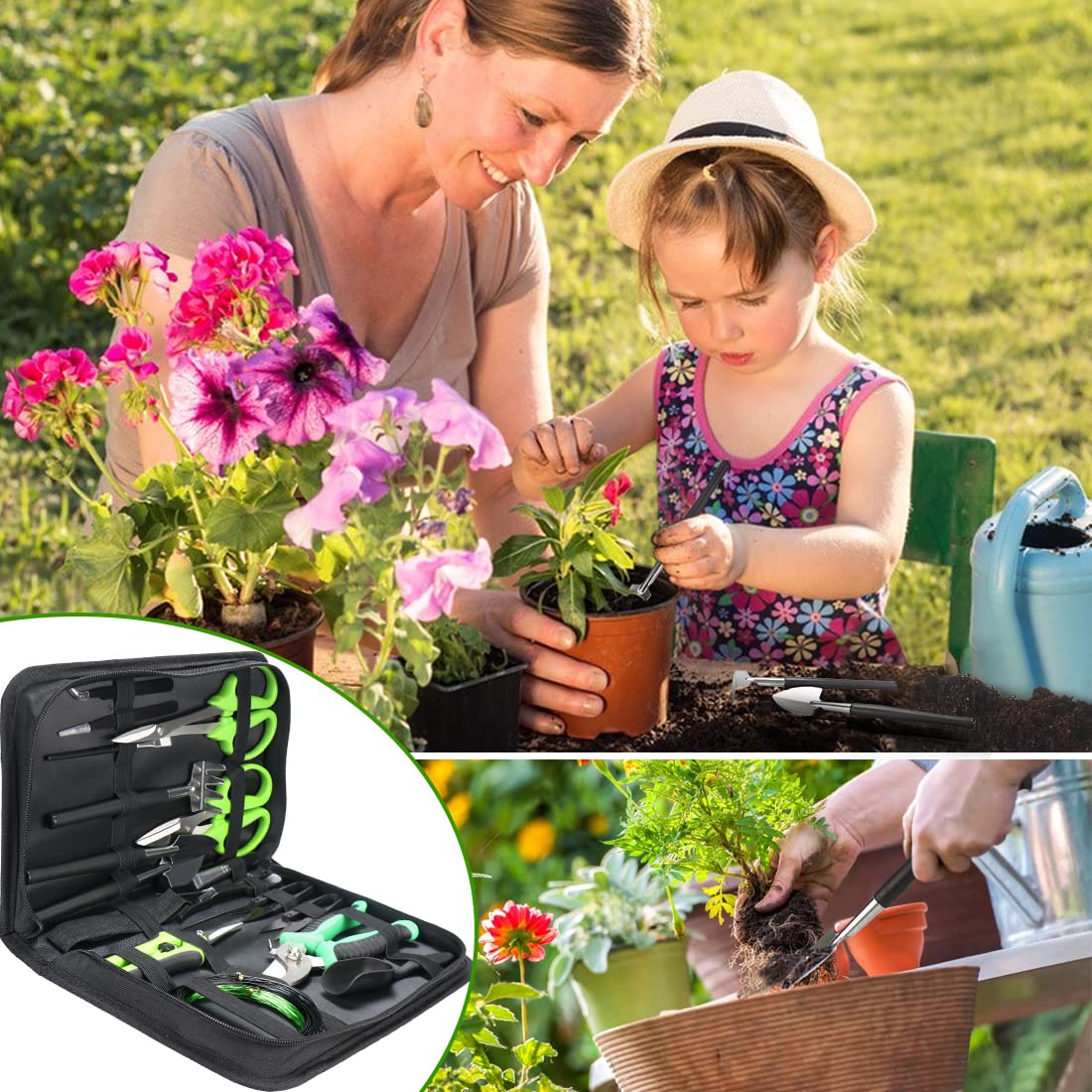21-Piece Bonsai Tool Kit with Pruning Shears, Trimming Scissors, Training Wire & Succulent Tools - Premium Gardening Gift Set in Leather Storage Bag for Women & Plant Lovers - Perfect for Bonsai Care, Succulent Arranging & Indoor Gardening