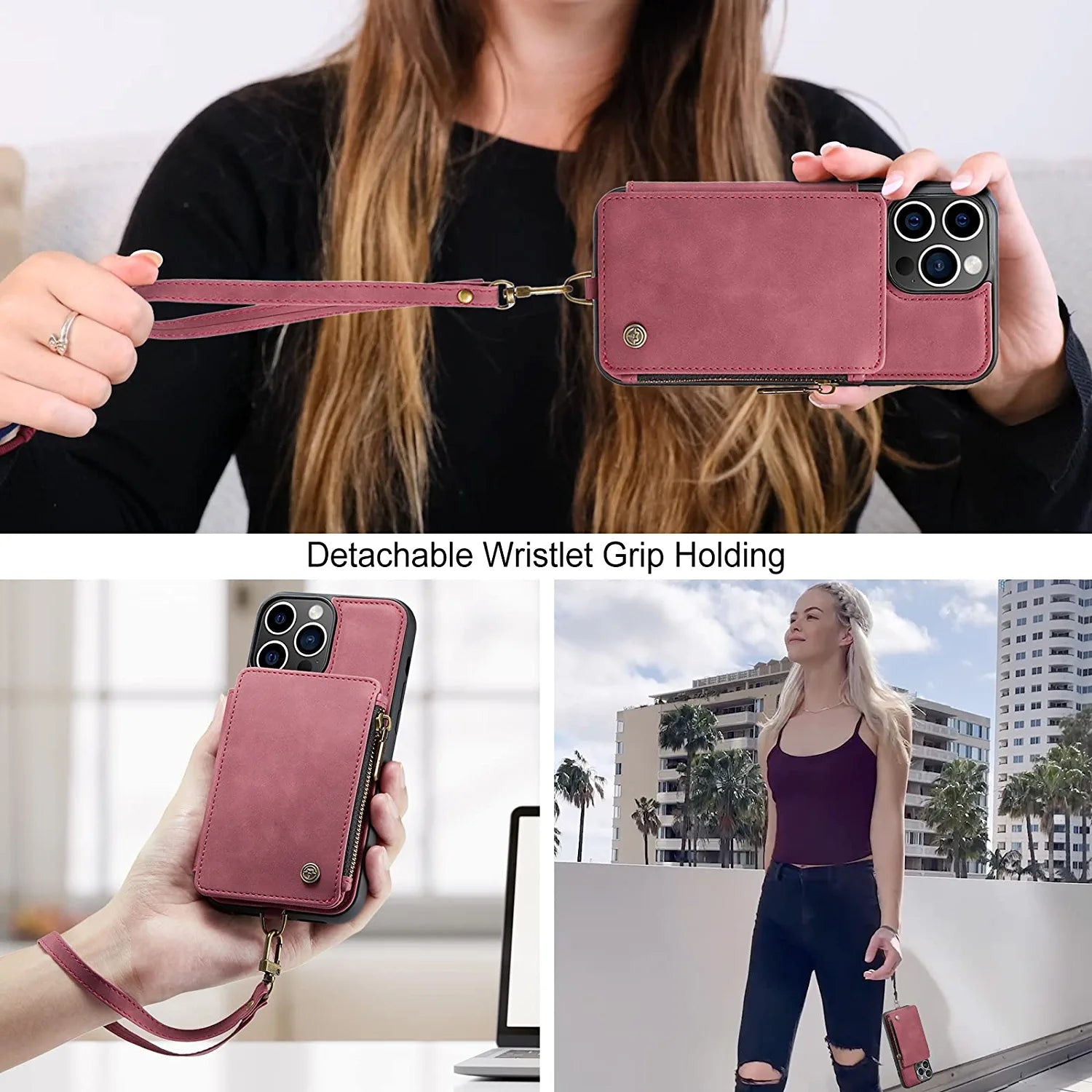 Premium Genuine Leather iPhone 14 Pro Max Case with Built-in Card Holder - Slim Protective Cover for Daily Use, Travel & Business (2022 Model)