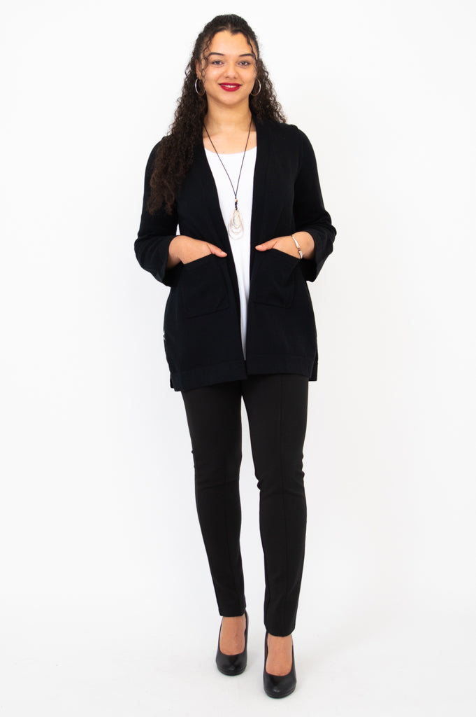 Black Cotton Dallas Cardigan for Women - Cozy & Stylish Knit Sweater for Fall & Winter Outfits