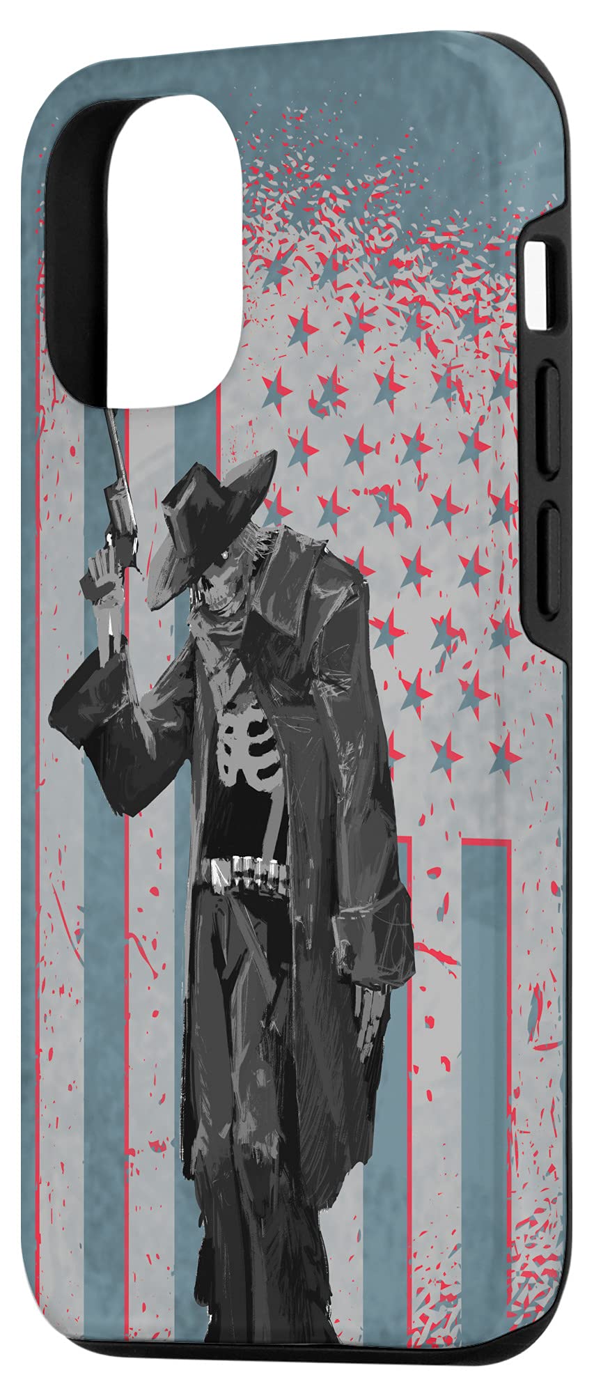 iPhone 12/12 Pro Patriotic Cowboy Skeleton Zombie Case - Durable Protective Cover for iPhone 12/12 Pro - Perfect for Halloween, Western Theme Parties & Patriotic Events
