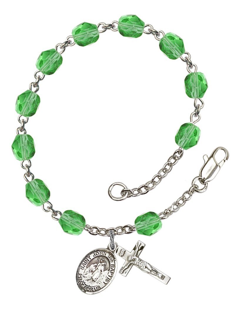 August Birth Month Bead Rosary Bracelet with Saint John the Baptist Charm - 7.5 Inch Catholic Prayer Jewelry for Women - Perfect for Baptisms, First Communions & Daily Devotions
