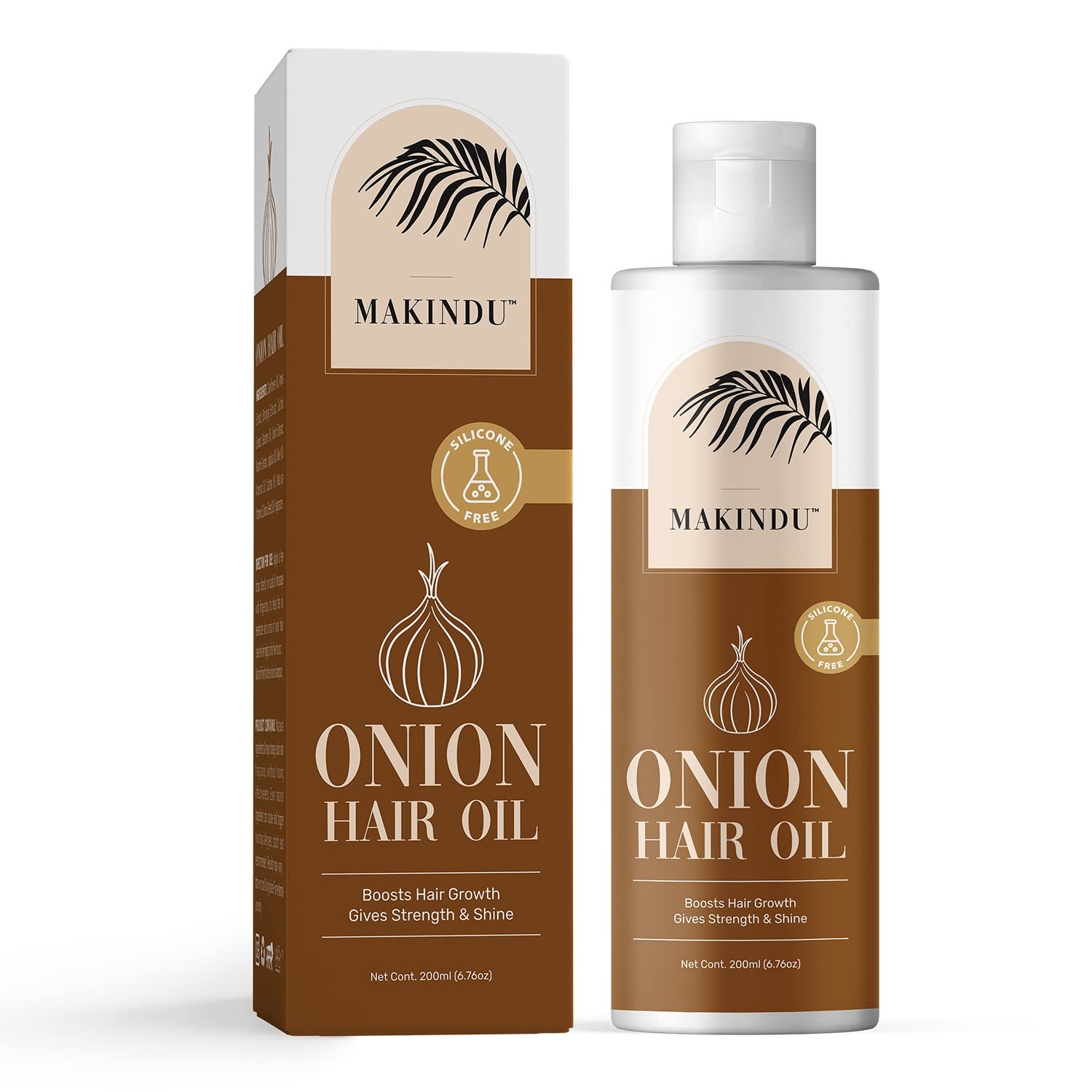 MAKINDU COSMETICS Onion Hair Oil for Hair Growth & Hair Fall Control - 200ml | Natural Onion Extract for Thicker, Stronger Hair | Perfect for Daily Scalp Massage & Night Treatment
