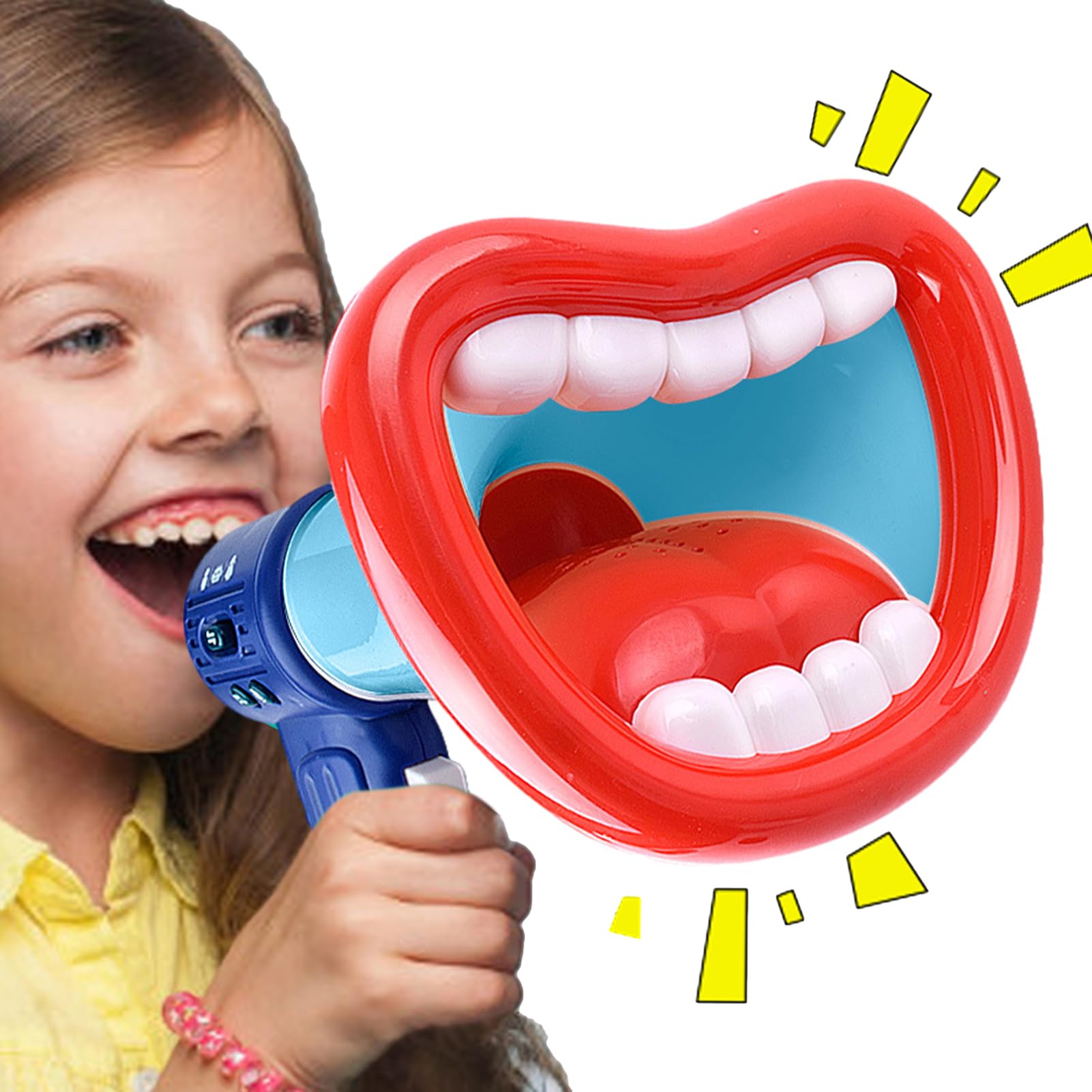 Kaarr Megaphone Voice Changer for Kids - Large Mouth Amplifier with Horns & Sound Effects - Fun Microphone Toy for Parties, Outdoor Play & Pretend Games - Great Gift for Boys & Girls