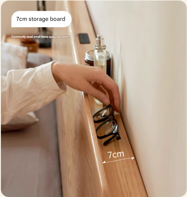 Solid Oak Rubber Wood Bed - Modern Nordic Style Queen/King Size Bed Frame for Bedroom, Living Room & Guest Room