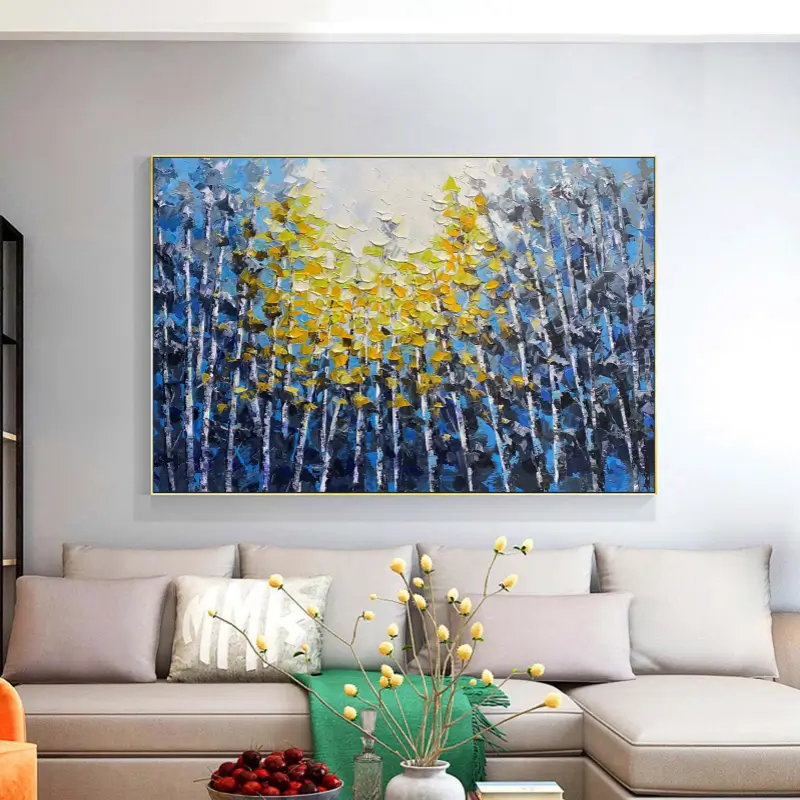Beautiful Flower and Tree Painting #FT027 - Handmade Canvas Art for Home Decor, Living Room, Bedroom & Office Wall