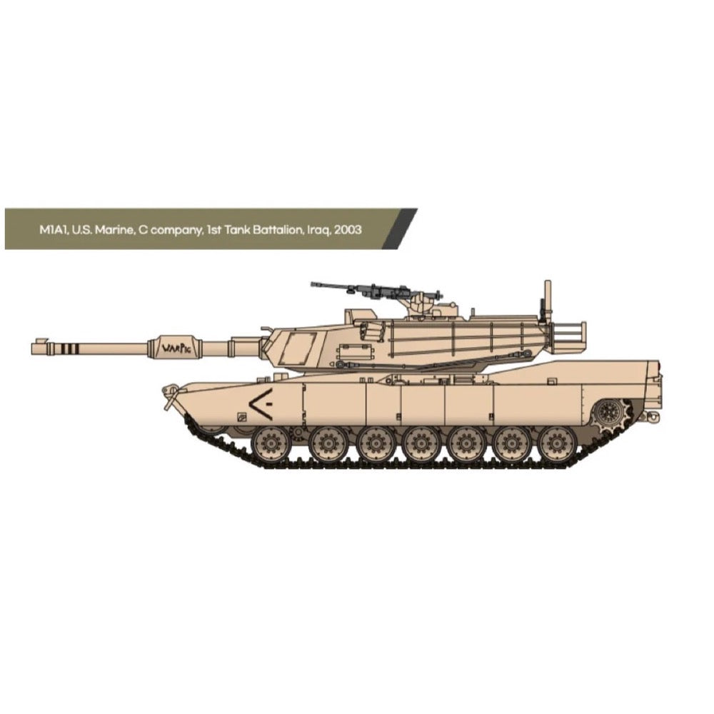 1/72 Scale USMC M1A1 Abrams Tank Model Kit - Academy 13430 - Perfect for Military Collectors, Model Builders & History Enthusiasts - Display, Gifts or Wargaming Scenarios