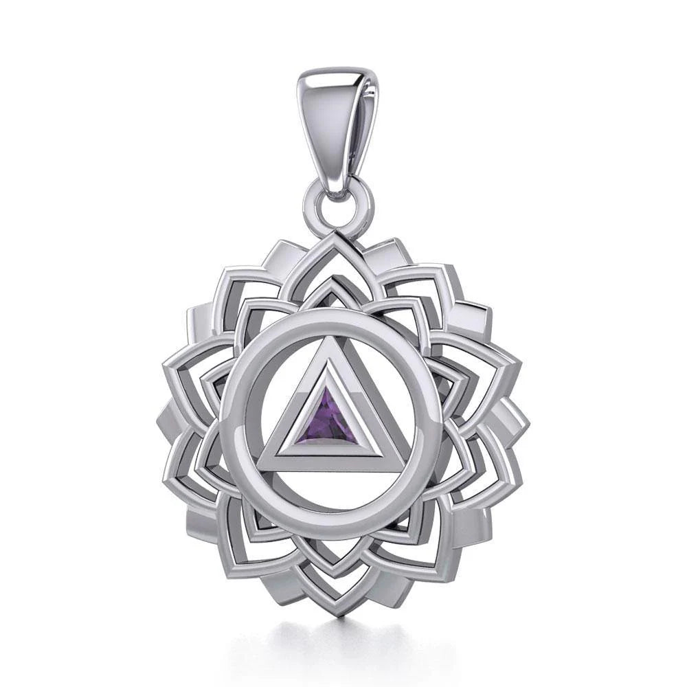7 Chakra Healing Pendant with Recovery Gemstone Symbols - Sterling Silver Necklace for Meditation & Energy Balance | TPD5307