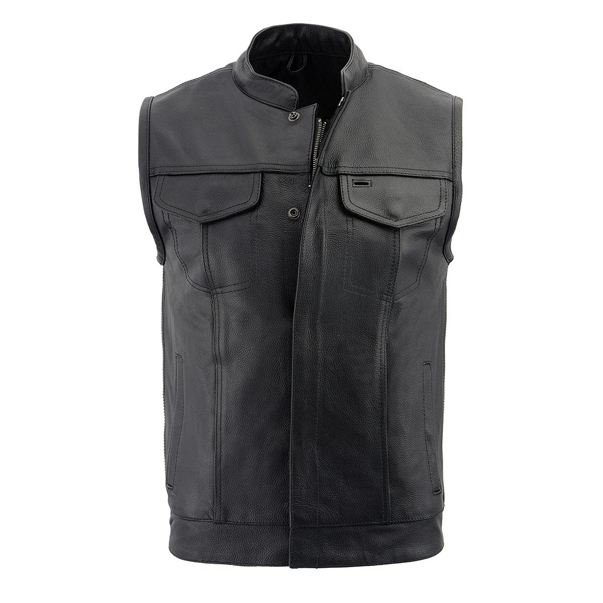 Premium Milwaukee Leather Men's Motorcycle Vest - Club Style Biker Jacket for Riders | Genuine Leather | Size Medium | Perfect for Cruising, Road Trips & Motorcycle Events