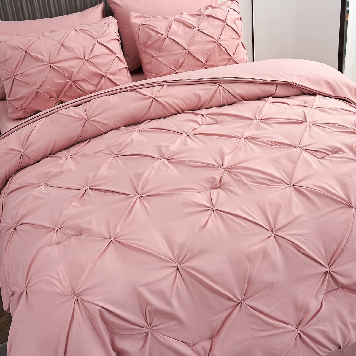 8-Piece Pink California King Comforter Set - Soft Bed in a Bag with Matching Pillowcases & Sheets - Perfect for Master Bedrooms, Guest Rooms & Cozy Home Decor