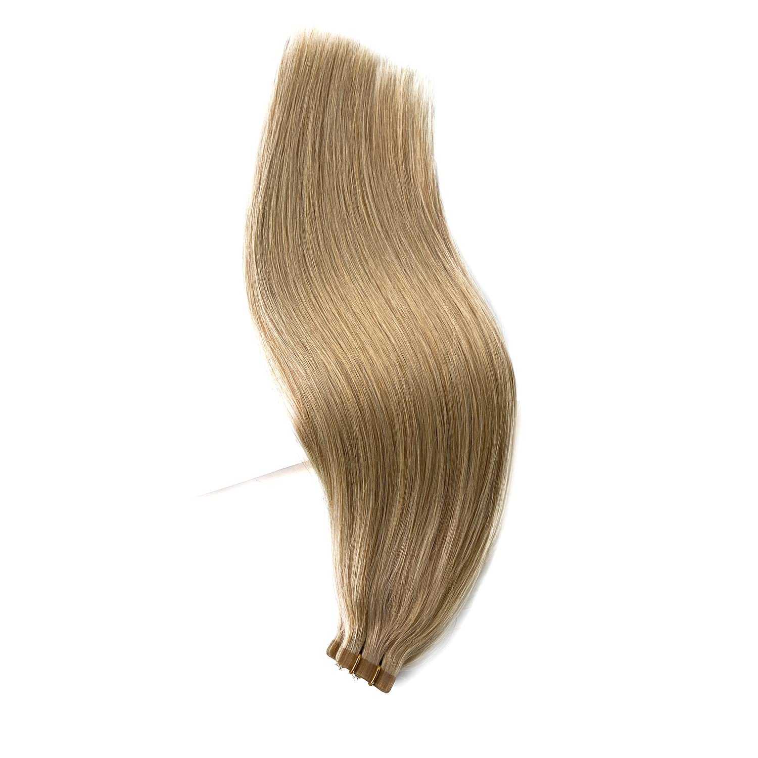 Ubetta Tape in Hair Extensions 20 Inch - 20 Pieces Real Human Hair, Seamless Skin Weft with Double Sided Adhesive - Invisible Golden Blonde Colored Hair Extensions 50g for Women - Perfect for Volume, Length & Styling for Parties, Weddings & Daily Wear