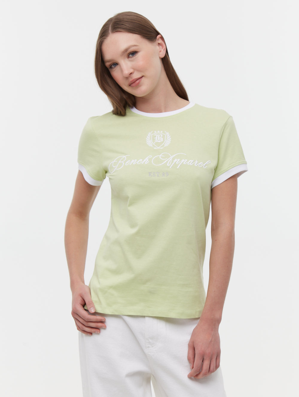 Vivica Embroidered Ringer T-Shirt for Women - Vintage Style Cotton Tee with Floral Design | Perfect for Casual Wear, Summer Outfits & Boho Fashion
