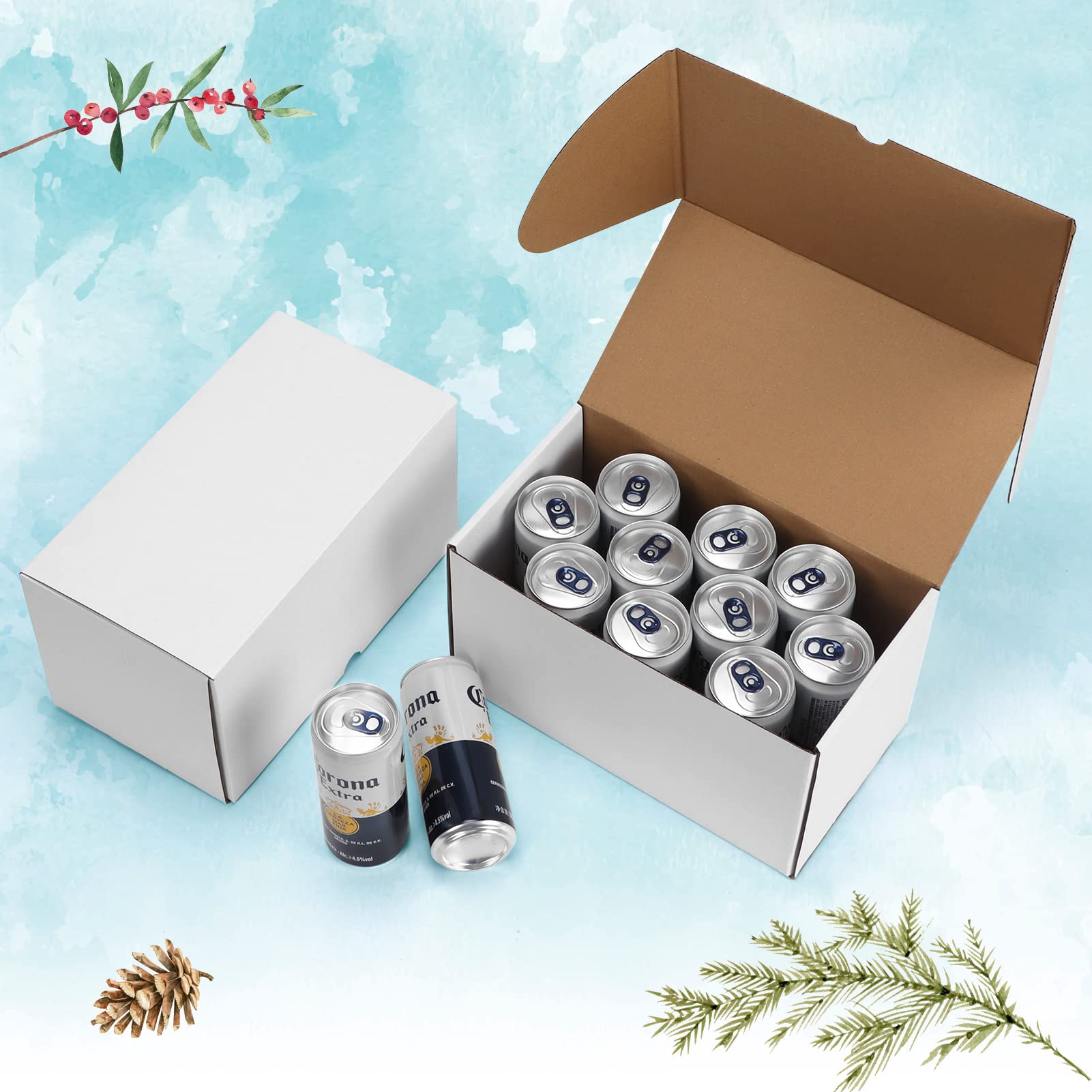 WIFTREY 50 Pack 7x5x4 Shipping Boxes - White Corrugated Mailers for Small Business & Ecommerce Shipping