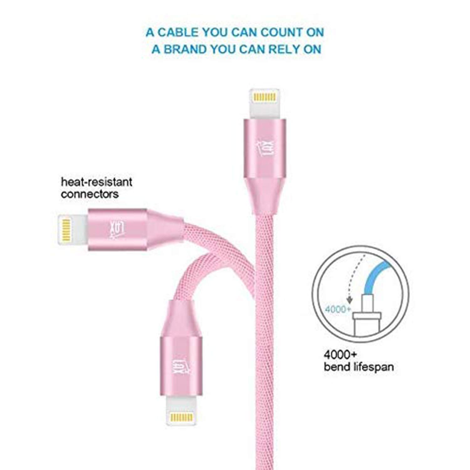 MFi Certified Braided Lightning Cable for iPhone 11/12/13/14 Pro Max/XS/X/8/7 & iPad - Durable Fast Charging USB Cable with Nylon Fiber - Perfect for Home, Office & Travel Charging