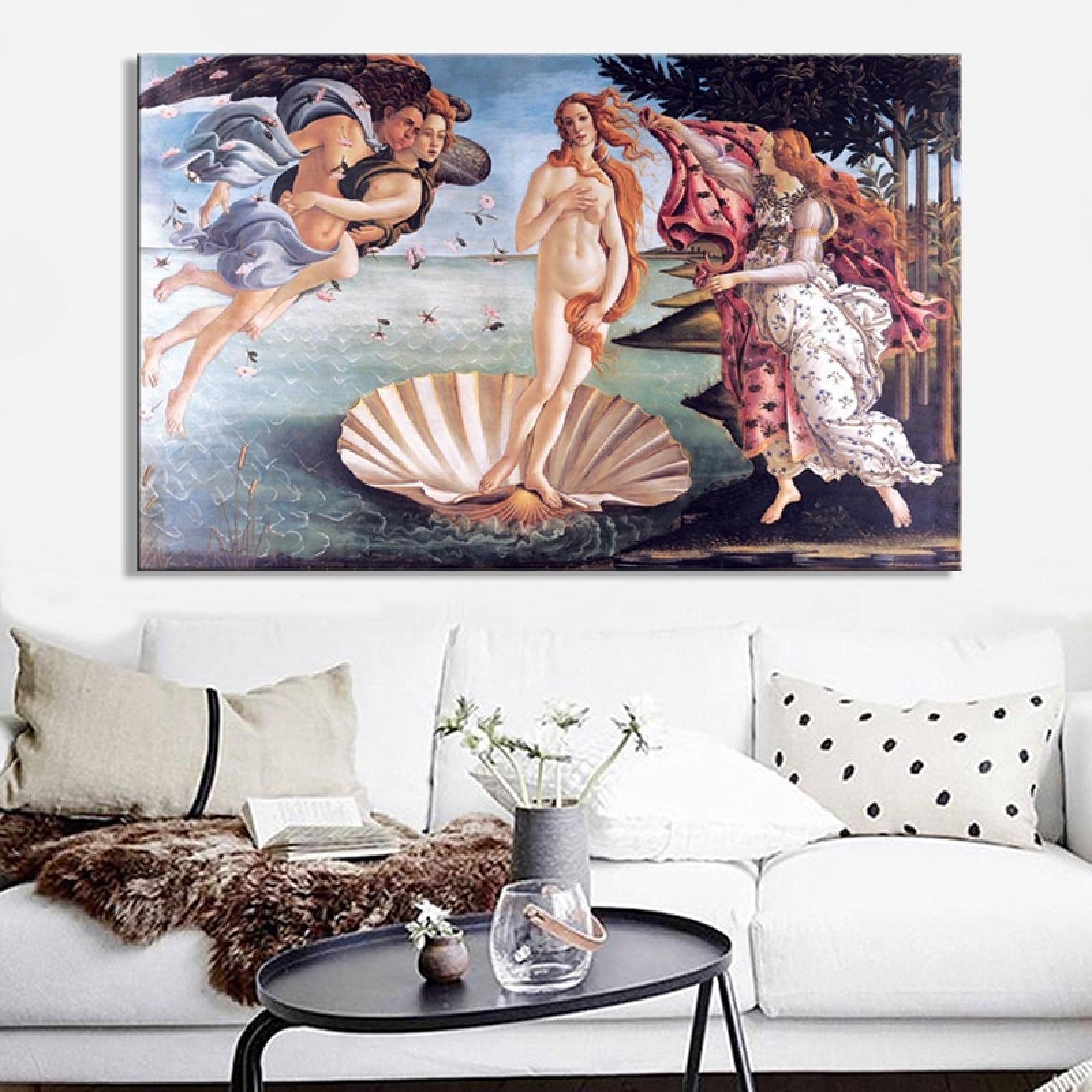 Botticelli Birth of Venus Canvas Wall Art Print - Famous Classic Painting Poster 70x95cm with Inner Frame for Living Room, Bedroom & Office Decor | Renaissance Art Home Decoration