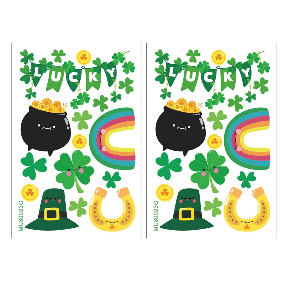 INOOMP 2 Pack Removable St. Patrick's Day Wall Decals - Self-Adhesive PVC Clover Shamrock Wall Stickers for Home, Store, Mall & Hotel Decor | Perfect for Party, Office & Holiday Festive Decorations
