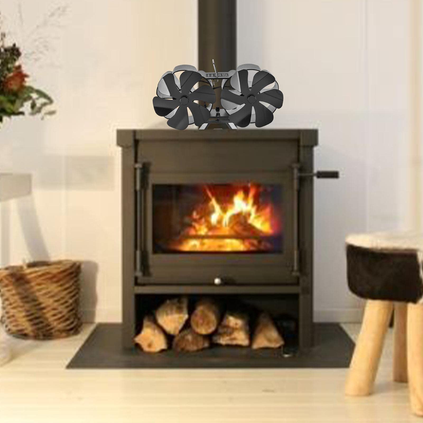 Eco-Friendly 12-Blade Heat Powered Stove Fan - Efficient Fireplace Fan for Wood Stoves & Fireplaces - Perfect for Home Heating and Energy Savings