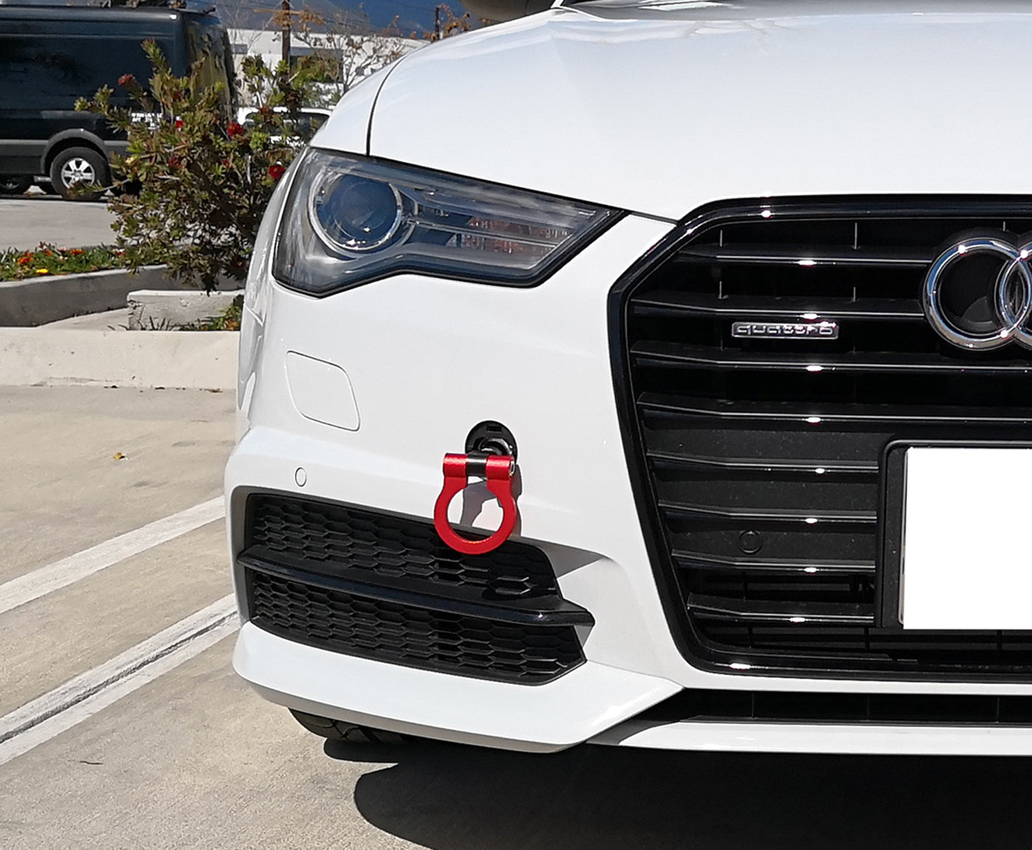 Euro Red Racing Style Tow Hook Ring for Audi A6 S6 A7 S7 (2019+) & VW Jetta Arteon - High Performance Car Accessory for Track Days & Street Style Enhancement
