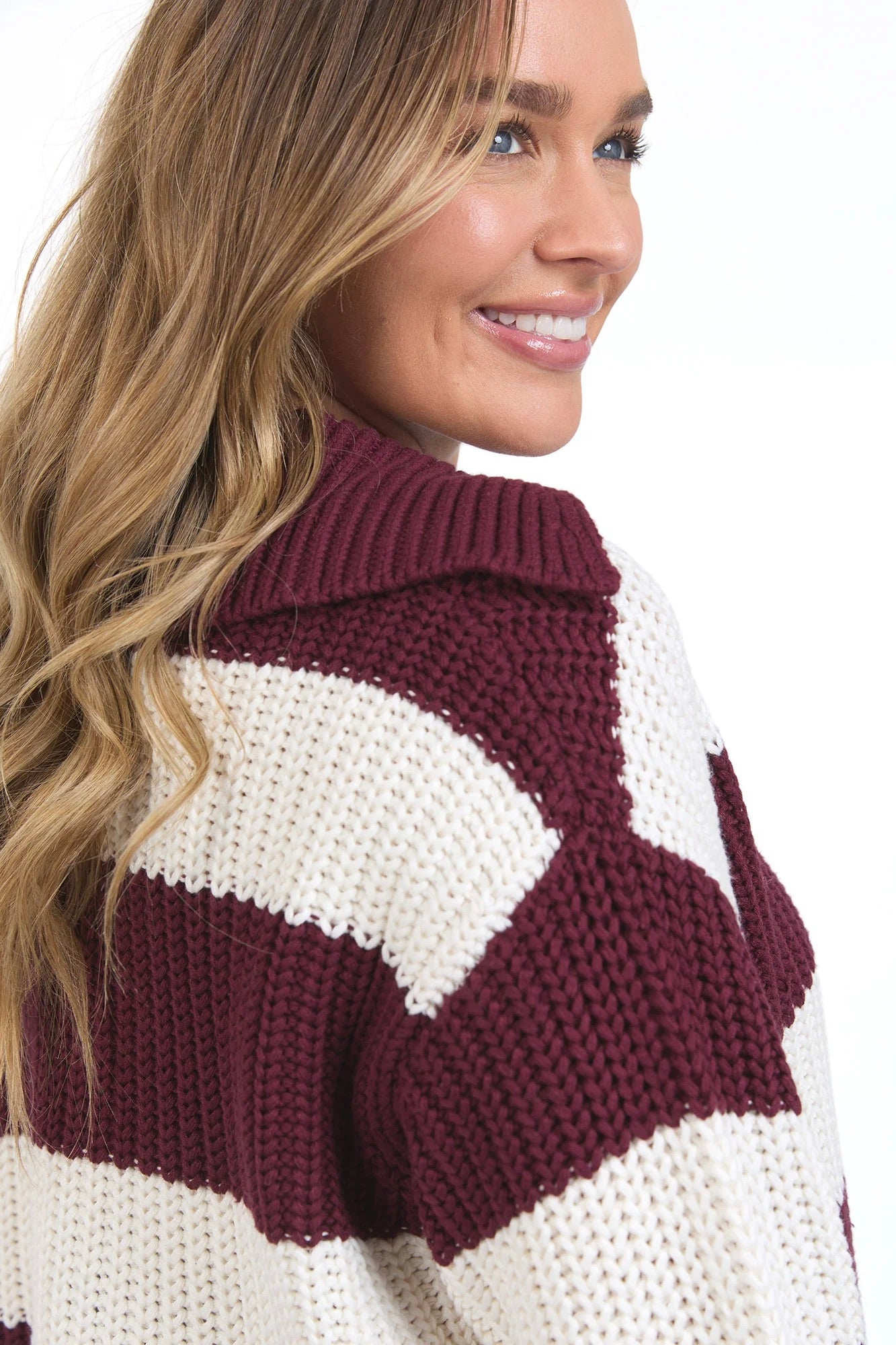 Estella Berry Stripe V Neck Knit Sweater - Women's Casual Pullover for Fall & Winter | Perfect for Office, Dating & Holiday Outfits