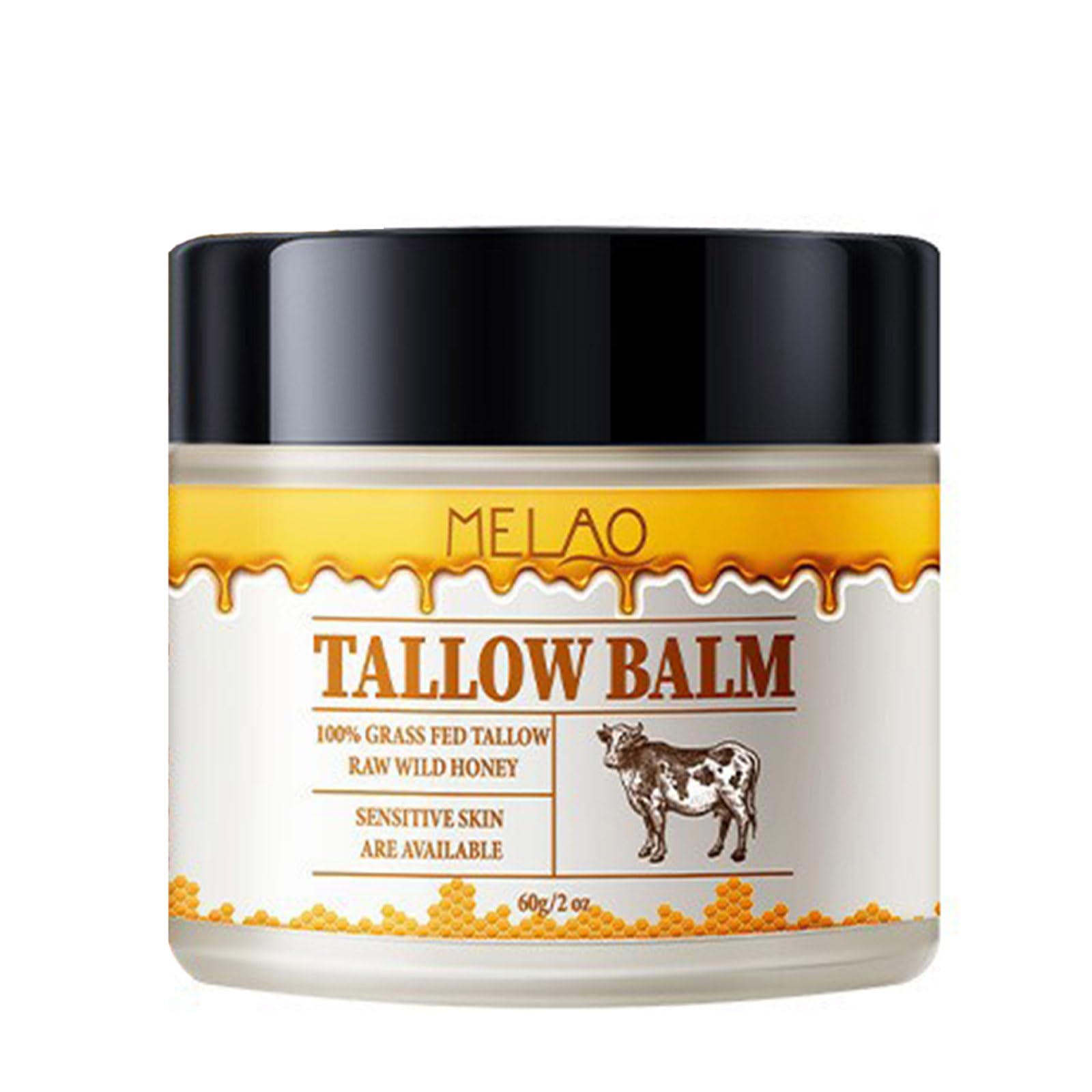 Grass-Fed Beef Tallow & Raw Wild Honey Balm - 2oz All-Natural Moisturizer for Face & Body | Hydrating Skin Care for Dry Skin, Eczema & Sensitive Skin | Perfect for Daily Use, Night Routine & Travel
