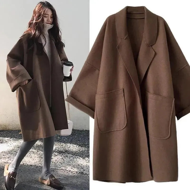 Stylish Oversized Wool Coat for Women - Winter Warmth & Fashion - Perfect for Office, Travel & Casual Outfits
