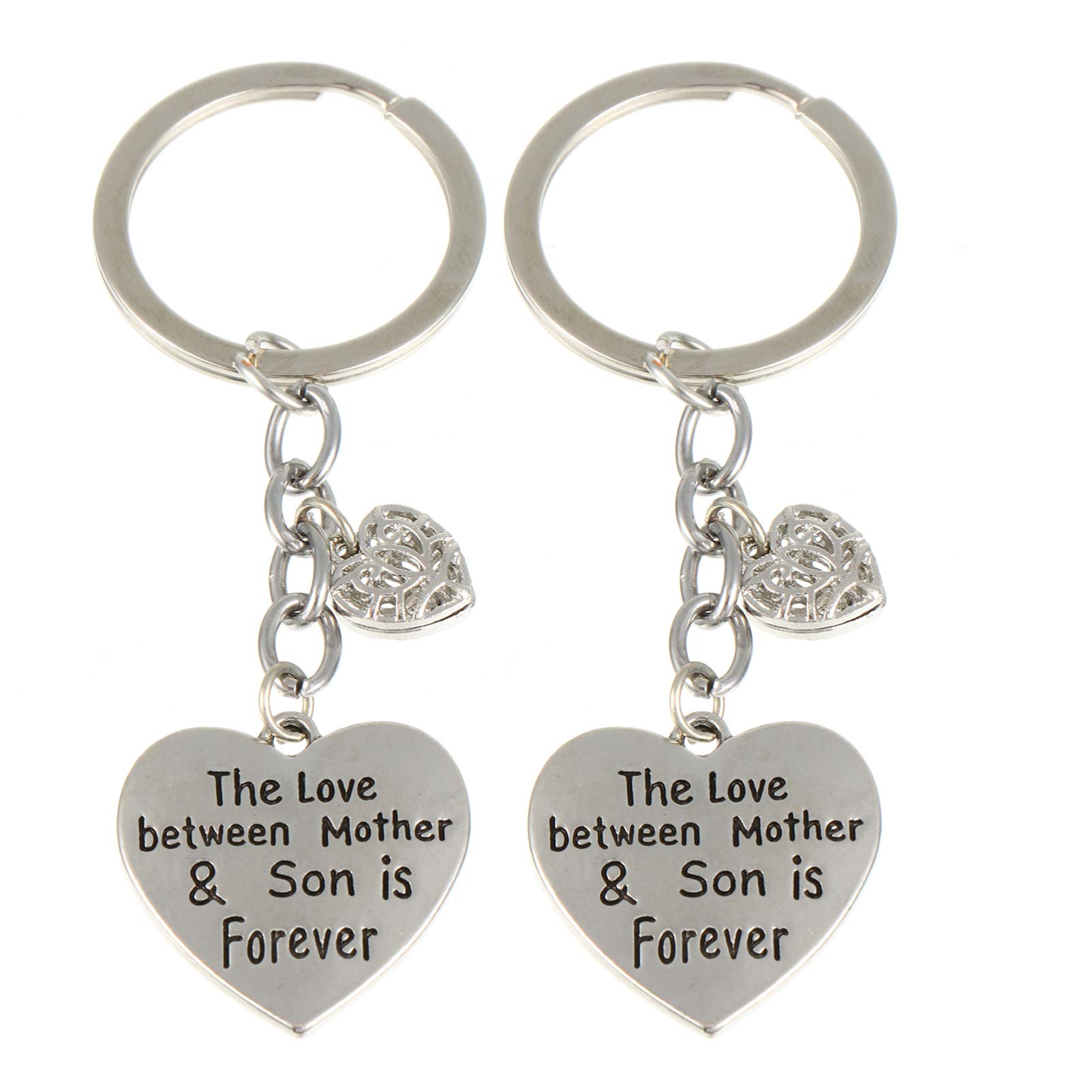 2pcs Stainless Steel Mother's Day Keychain - Personalized Love Between Mother & Son Keyring Pendant Gift for Mom Birthday | Heartwarming Keepsake for Mother's Day, Birthday & Special Occasions