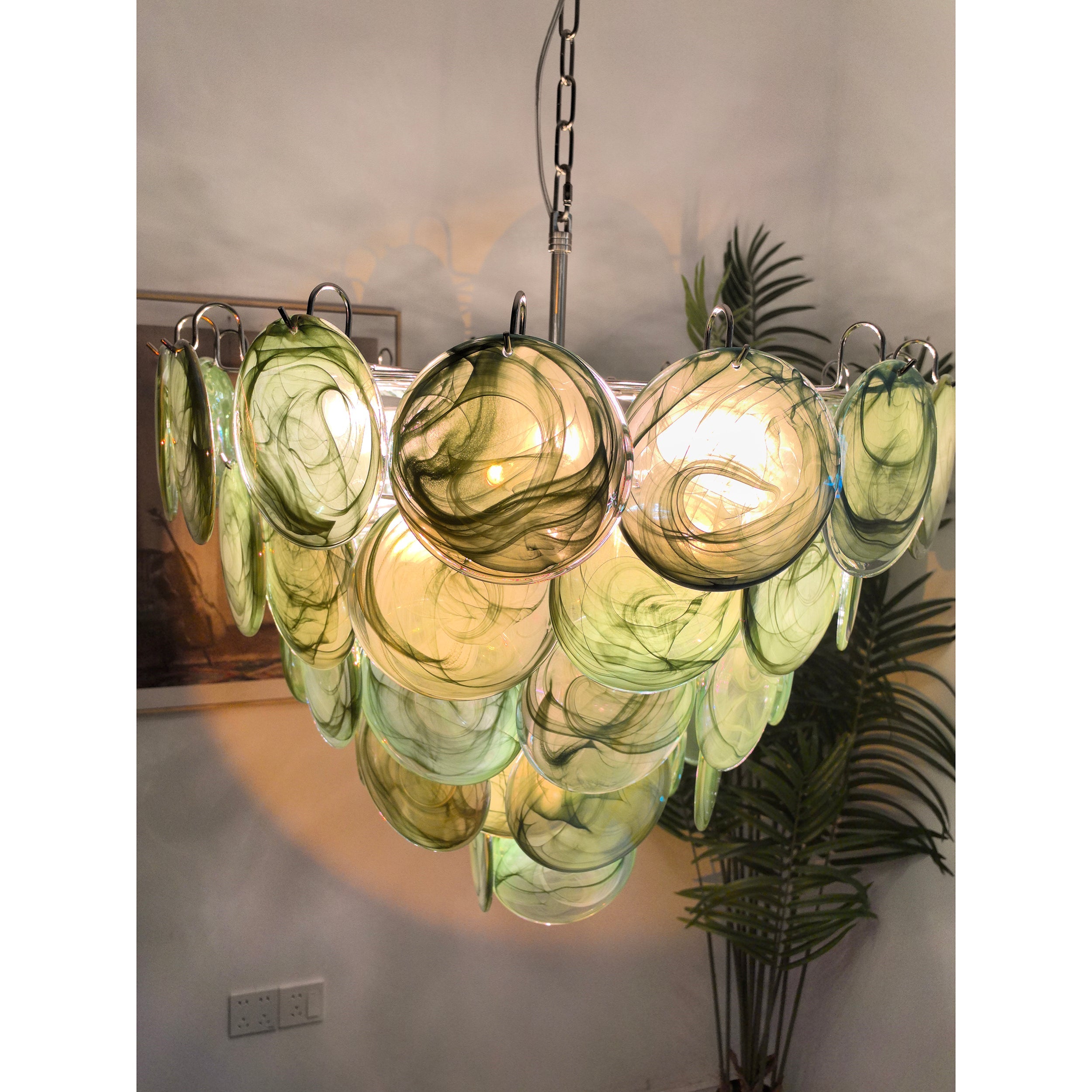 Elegant Camisa Disc Glass Chandelier - Modern Crystal Ceiling Light Fixture for Dining Room, Bedroom, and Living Room Decor