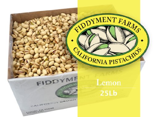 Fiddyment Farms 25 Lbs Lemon Flavored In-Shell Pistachios - Premium Snack Nuts for Parties, Gifts & Healthy Eating