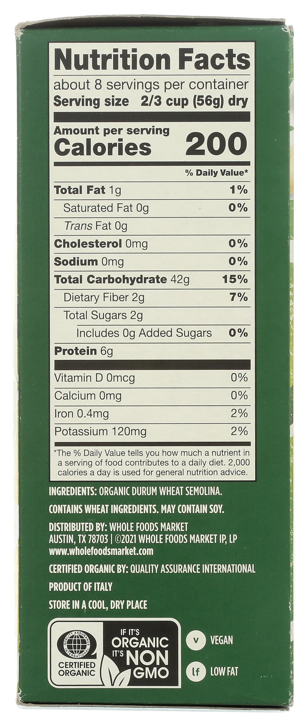 Organic Orecchiette Rigate Pasta - 16oz (1lb) | Whole Foods Market | Non-GMO, Vegan & Gluten-Free | Perfect for Italian Dishes, Pasta Salads & Family Dinners