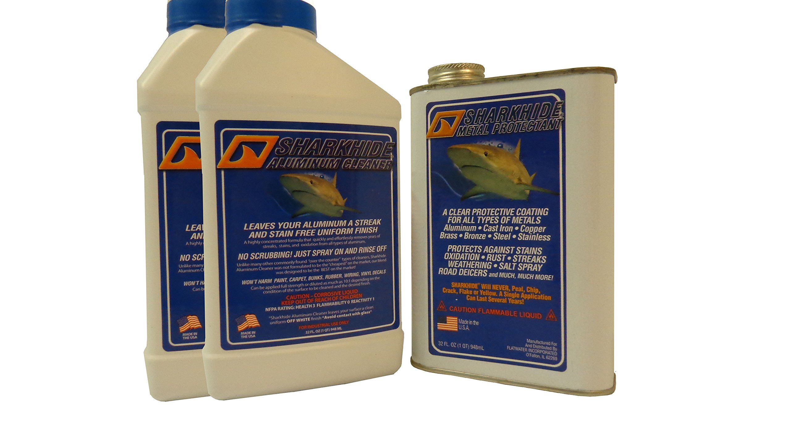 Sharkhide Aluminum Pontoon Boat Cleaner & Protectant - Marine Grade Polish & UV Protection for Boats, Pontoons, RV & Trailers - Restores Shine & Prevents Oxidation