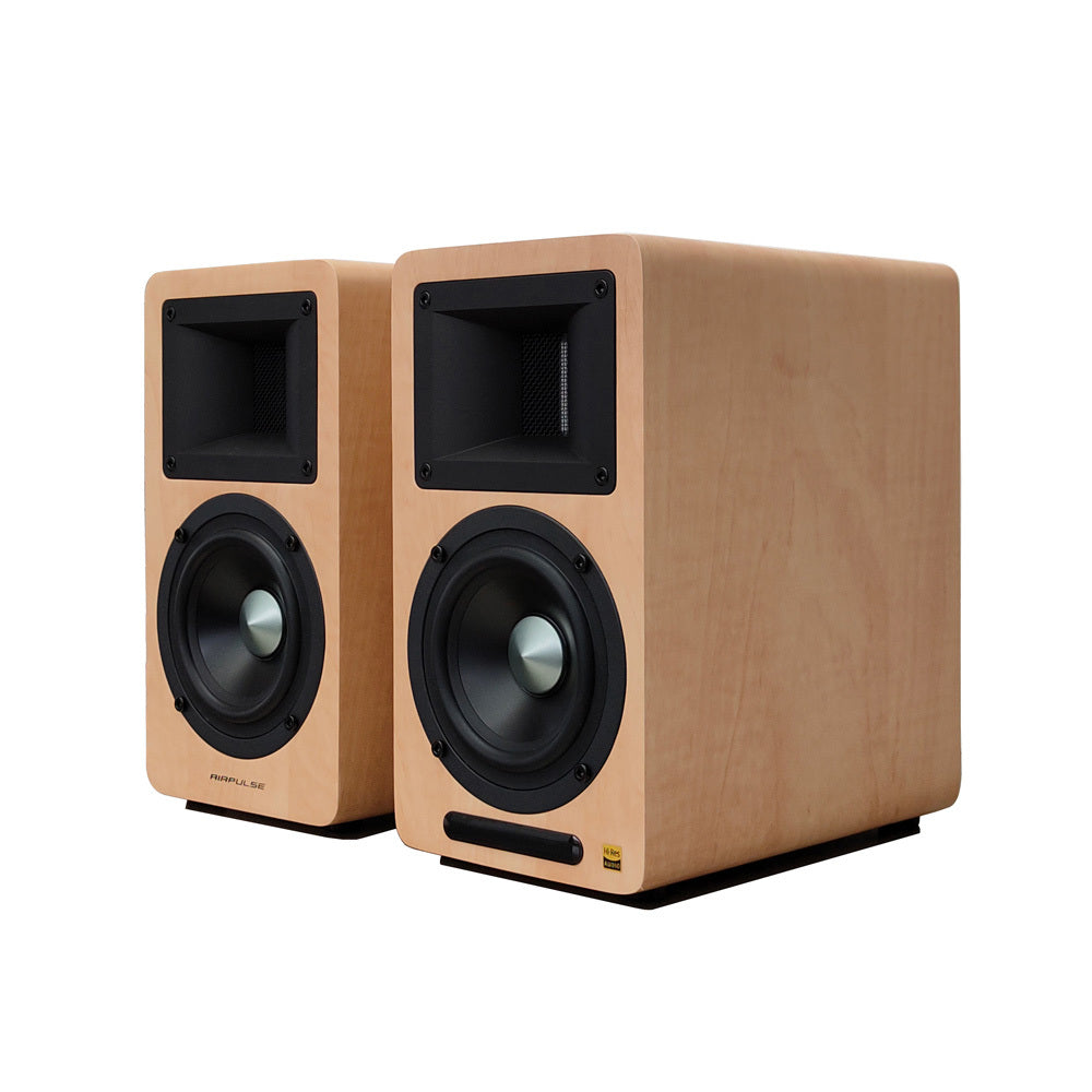Airpulse A80 Active Bookshelf Speakers - Premium HiFi Sound System (Pine Wood) for Home Audio, Studio Monitoring & Gaming Setup