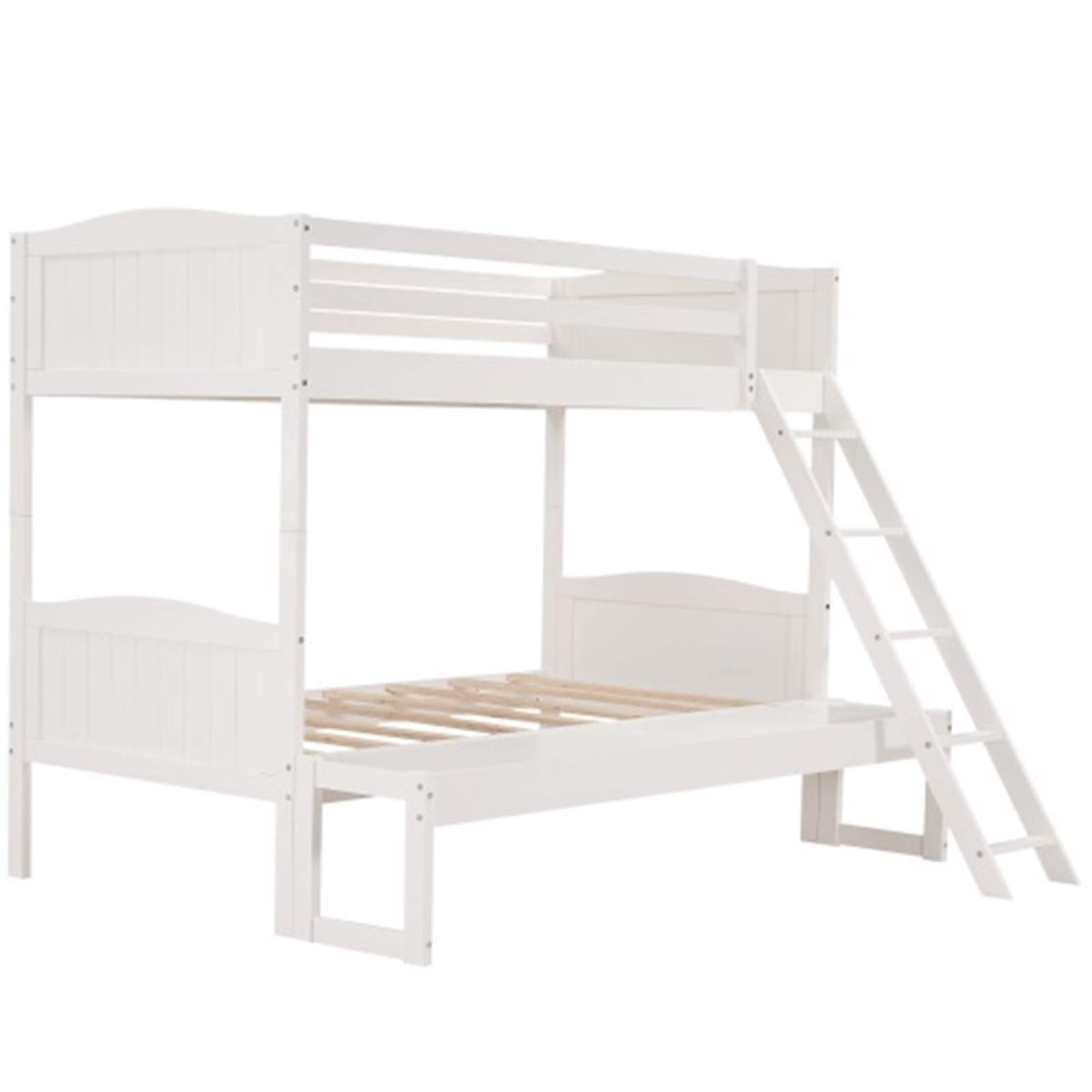 ARZ Twin Over Full Bunk Bed with Removable Extra Platform & Wide Ladder - Space-Saving Gray/White Kids Bunk Bed for Small Bedrooms, Guest Rooms & Vacation Homes