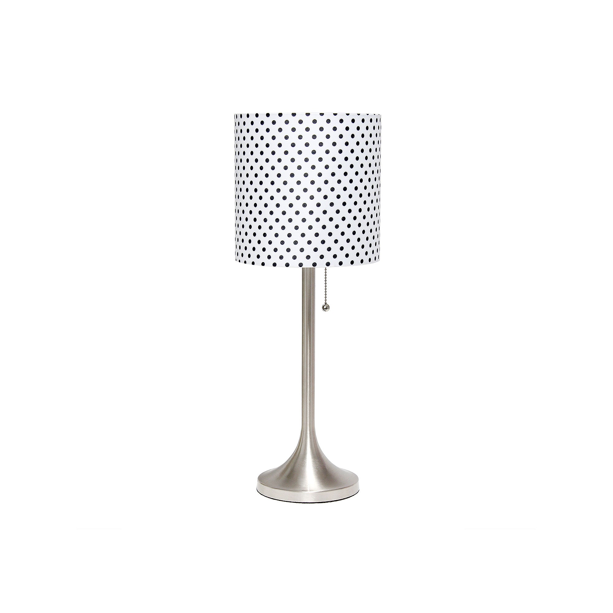Polished Brushed Nickel Tapered Table Lamp with Black Shade - Modern Metal Desk Lamp for Living Room, Bedroom, or Office Decor - POLKA BR NICKEL ONE SIZE