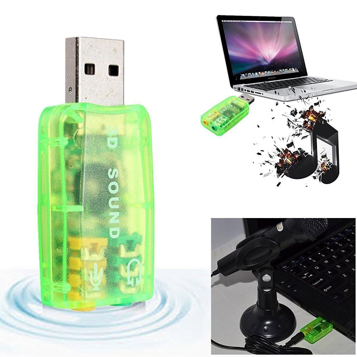 VYAR USB Sound Card Adapter - 3D Virtual 5.1 Channel Stereo Audio & Microphone Adapter for PC, Laptop, Desktop (Multicolor) - Perfect for Gaming, Streaming, and Online Meetings