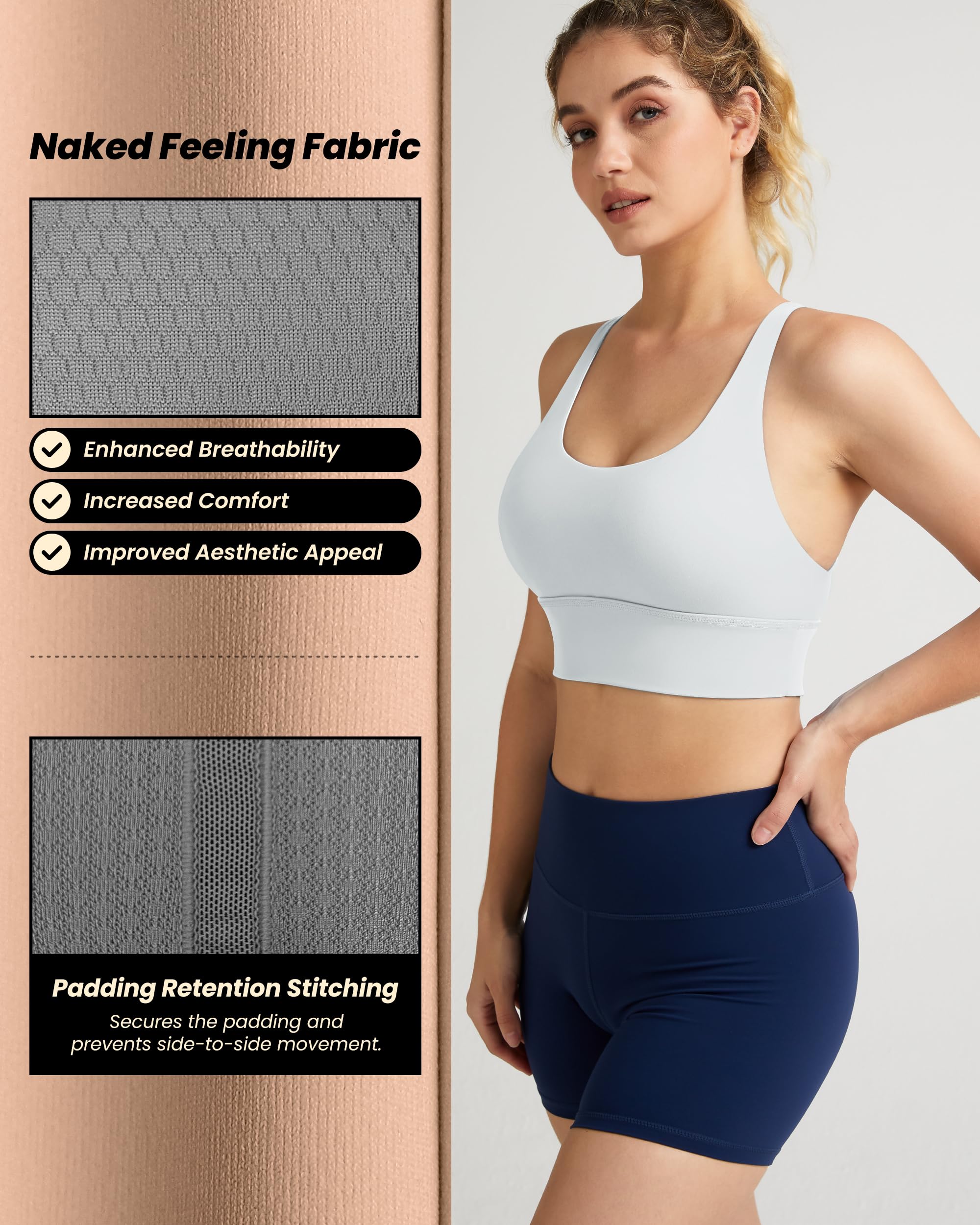 QUEENIEKE Women's Wirefree Criss Cross Sports Bra - Longline Strappy Yoga Workout Top for Running, Gym & Activewear