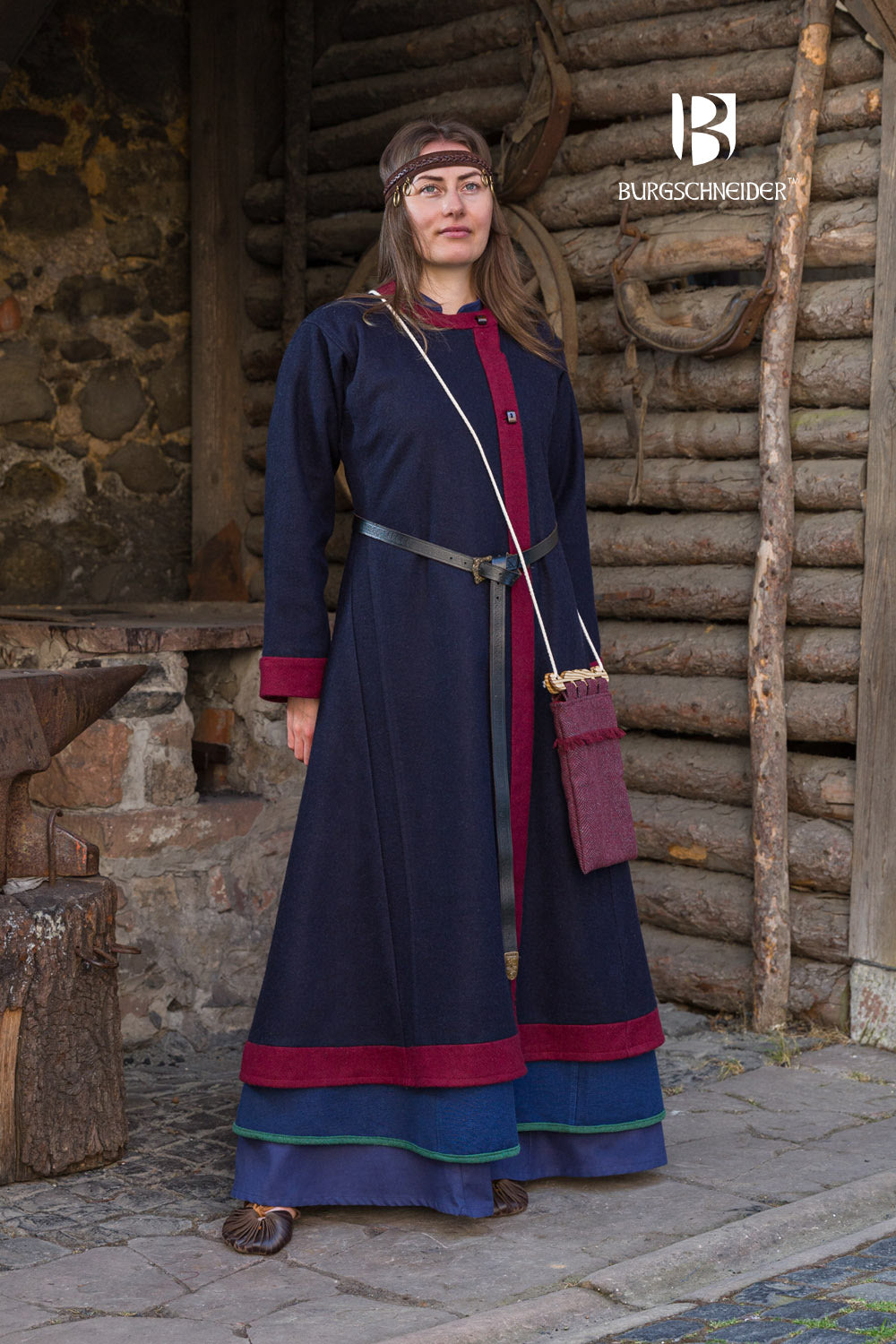 Rus Coat Kseniya - Stylish Winter Jacket for Women in Blue & Red | Warm Outerwear for Cold Weather, Fashionable Parka for Daily Wear & Outdoor Activities