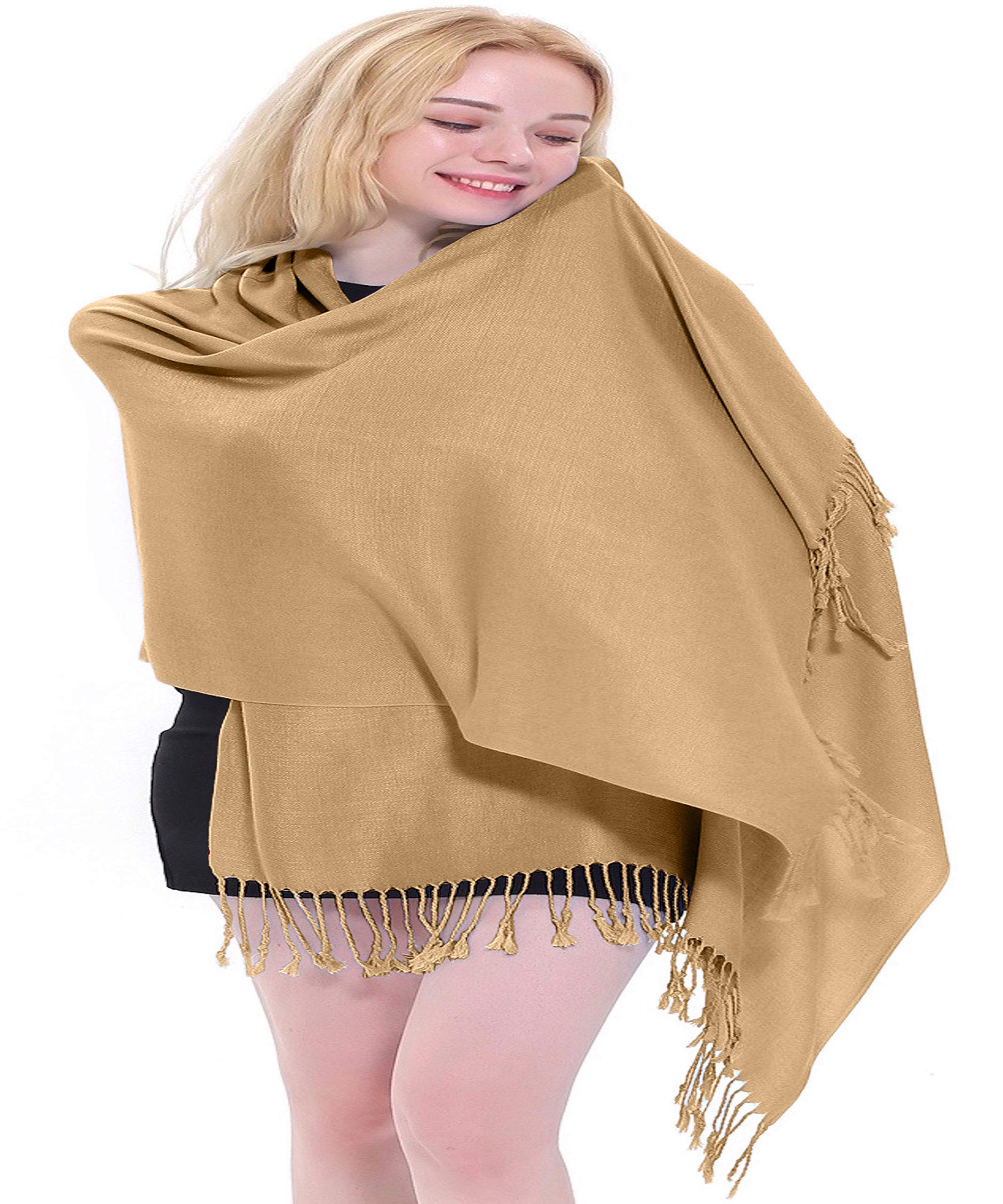 Handmade Nepalese Pashmina Shawl - Solid Color Scarf Wrap & Stole - Soft & Warm Cashmere Blend - Perfect for Winter, Gifts & Boho Fashion - Made in Nepal