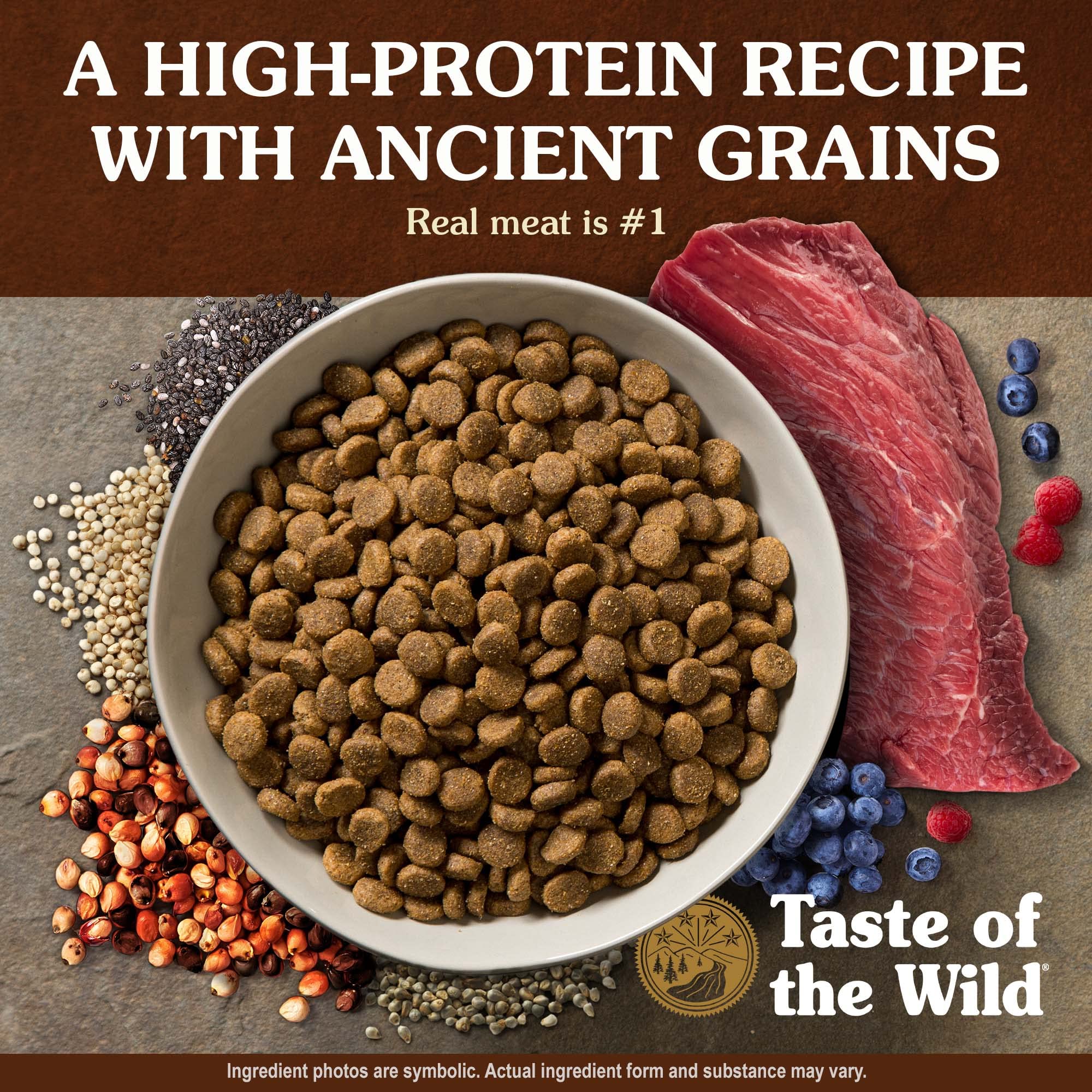 Taste of the Wild Ancient Grains Dry Dog Food - High Protein Roasted Bison & Venison Recipe with Probiotics for Adult Dogs | 5lb Bag | Perfect for Active Dogs & Outdoor Adventures