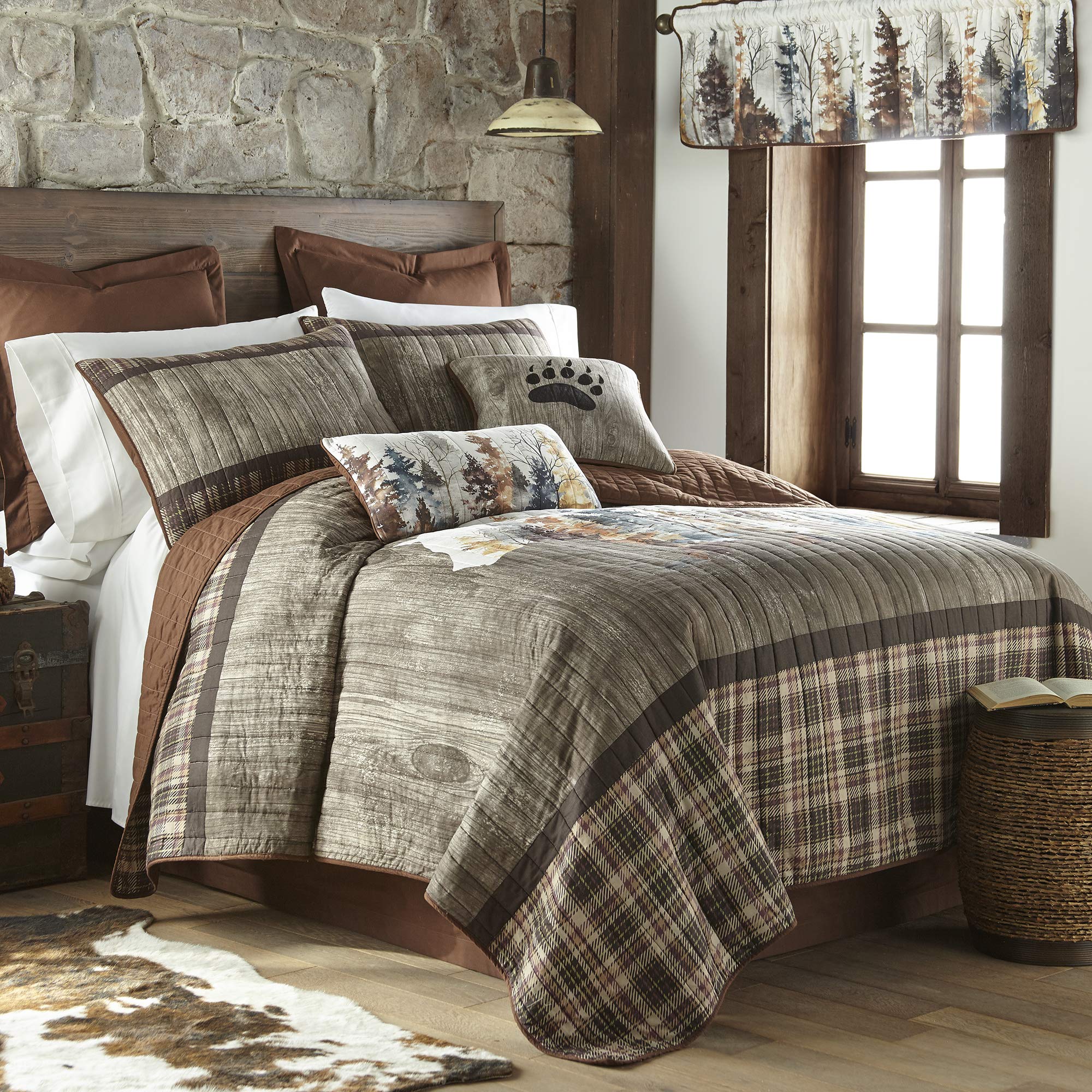 Donna Sharp Twin Quilt - Bear Mirage Cotton Lodge Quilt with Bear Pattern - Machine Washable - Cozy Bedding for Cabin, Lodge & Rustic Home Decor