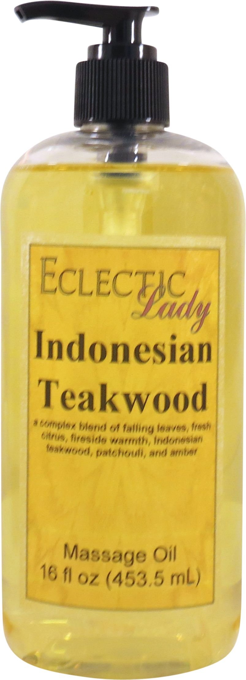 Premium Indonesian Teakwood Massage Oil - 16oz Natural Blend with Sweet Almond & Jojoba Oil | Preservative-Free, Relaxing Aromatherapy Massage Oil for Couples, Spa & Home Use