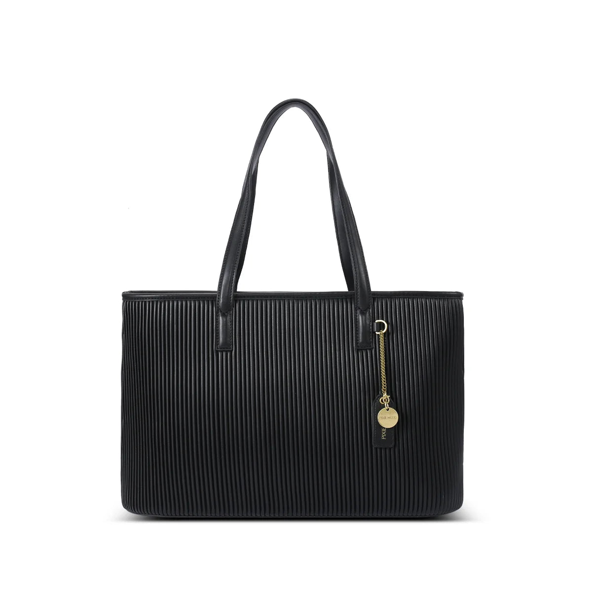 Sadie Black Pleated Tote Bag - Stylish & Spacious Handbag for Women, Work, Travel & Everyday Use