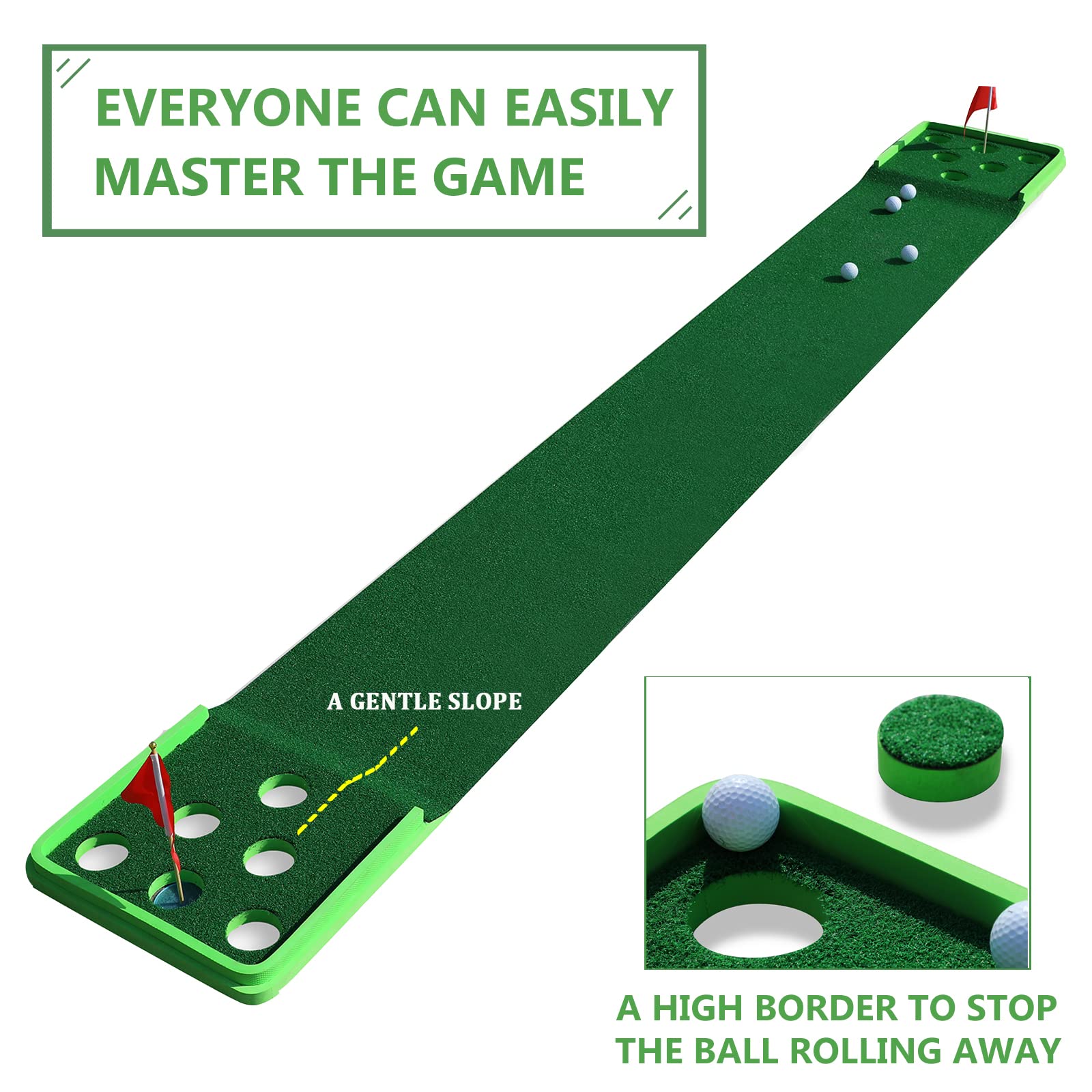 SPRAWL Golf Pong Game Set - Indoor/Outdoor Putting Mat with Golf Putters for Practice & Training | Perfect Golf Gift for Home, Office, Backyard | Great for Parties, Family Fun & Skill Improvement